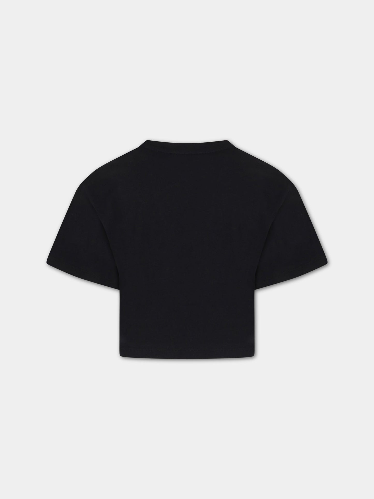 T-shirt nera per bambina con logo bianco,Dkny,D35S75 09B