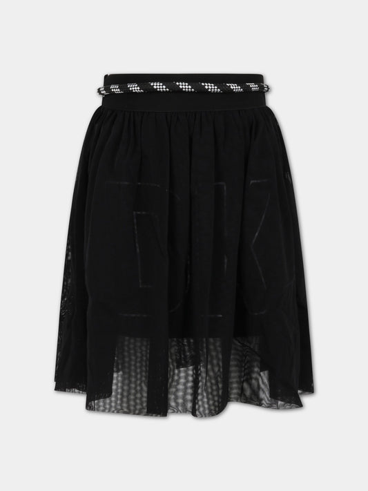 Gonna nera per bambina con logo bianco,Dkny,D3360609B