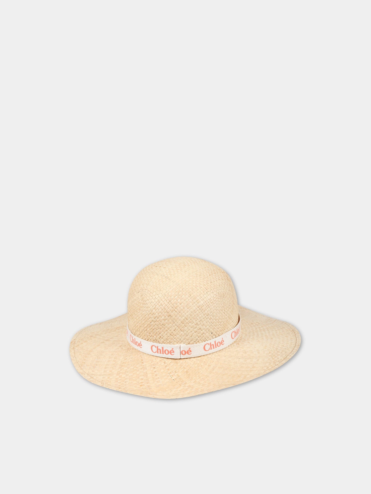 Cappello beige per bambina con logo,Chloé Kids,C11214 N74