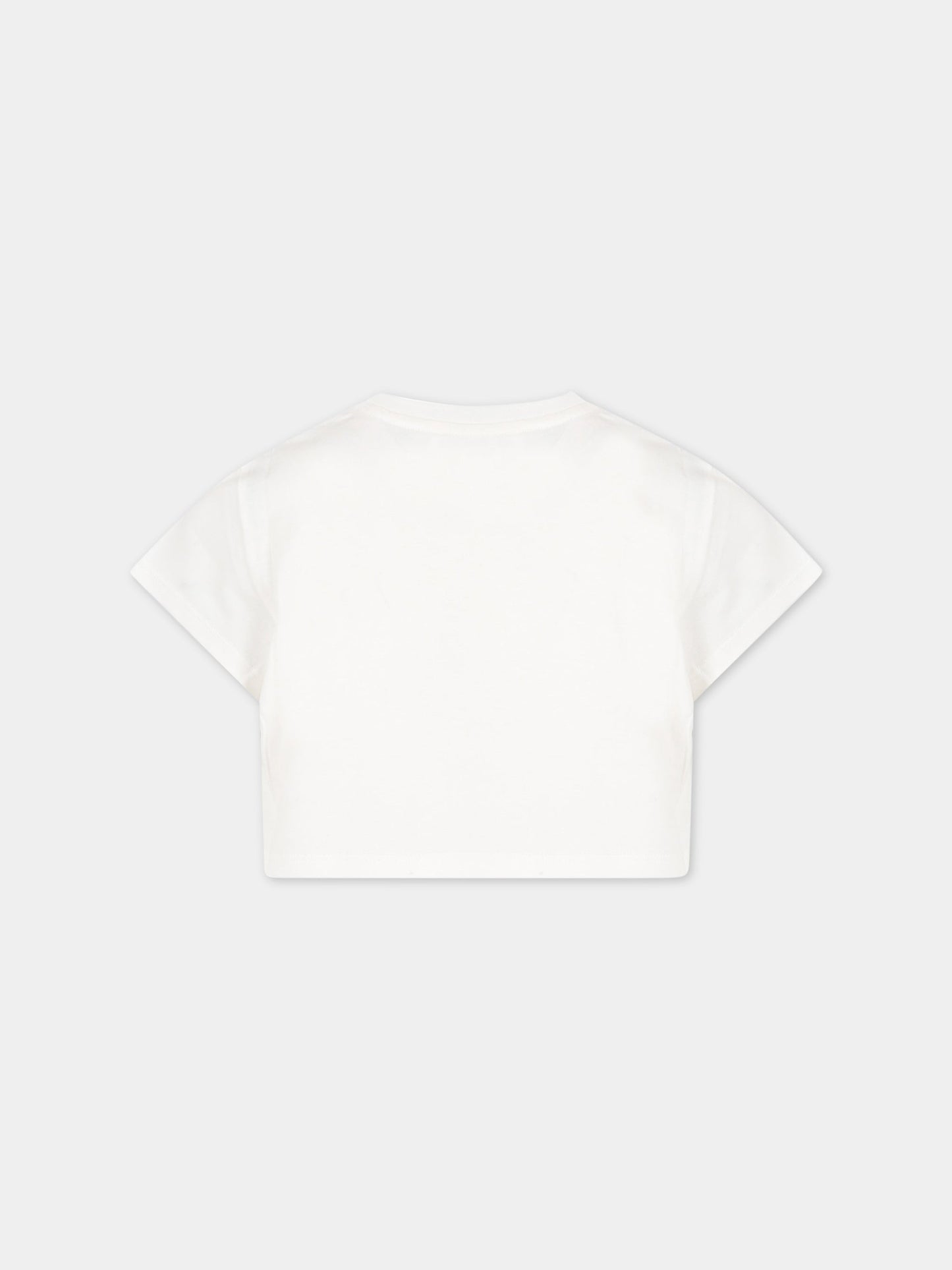 T-shirt bianca per bambina con logo multicolor,Chloé Kids,C15E07 117