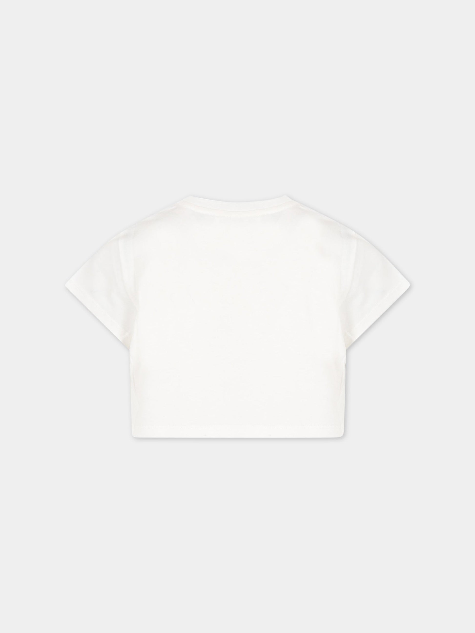 T-shirt bianca per bambina con logo multicolor,Chloé Kids,C15E07 117