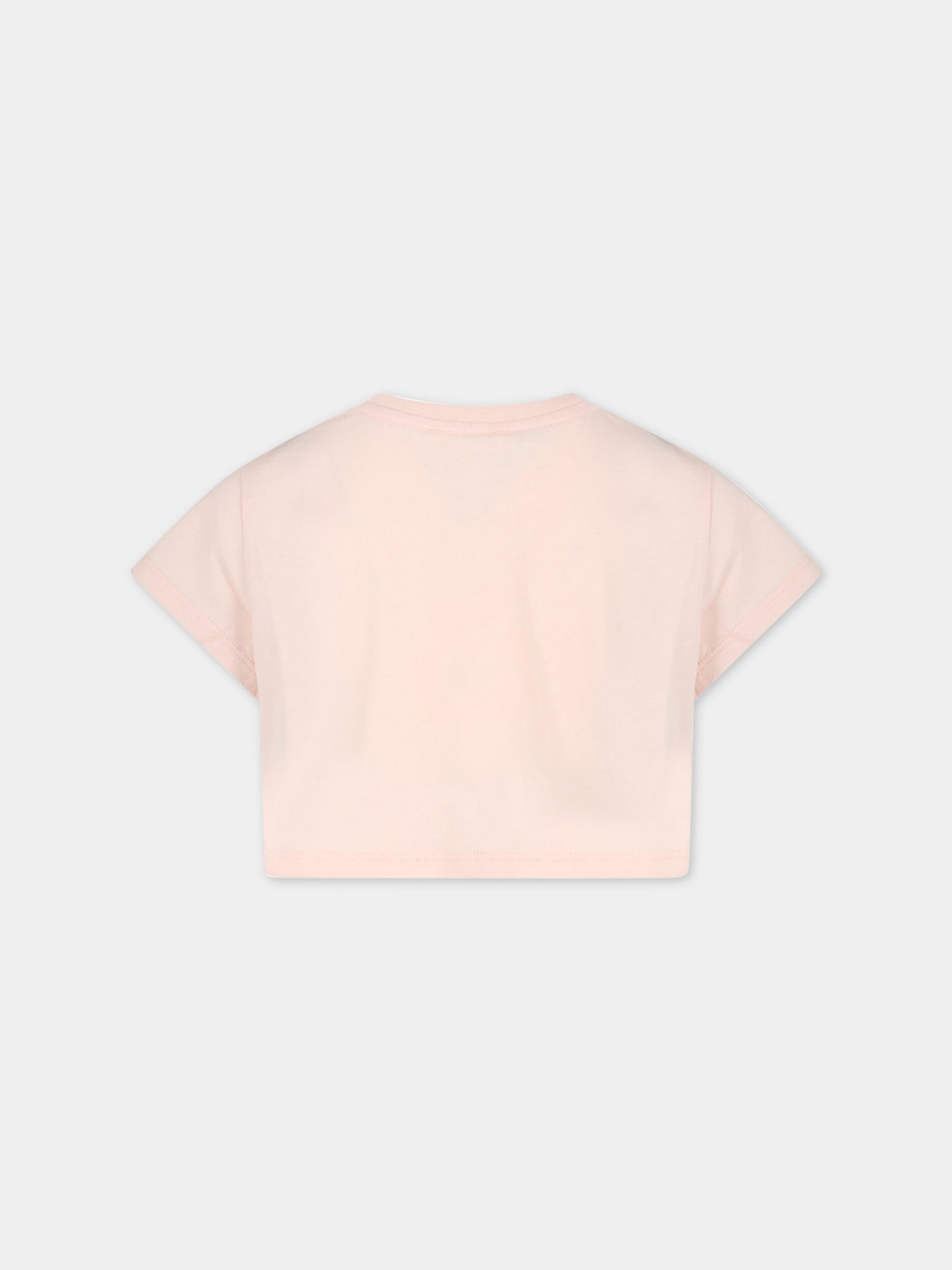 T-shirt rosa per bambina con logo multicolor,Chloé Kids,C15E07 45K