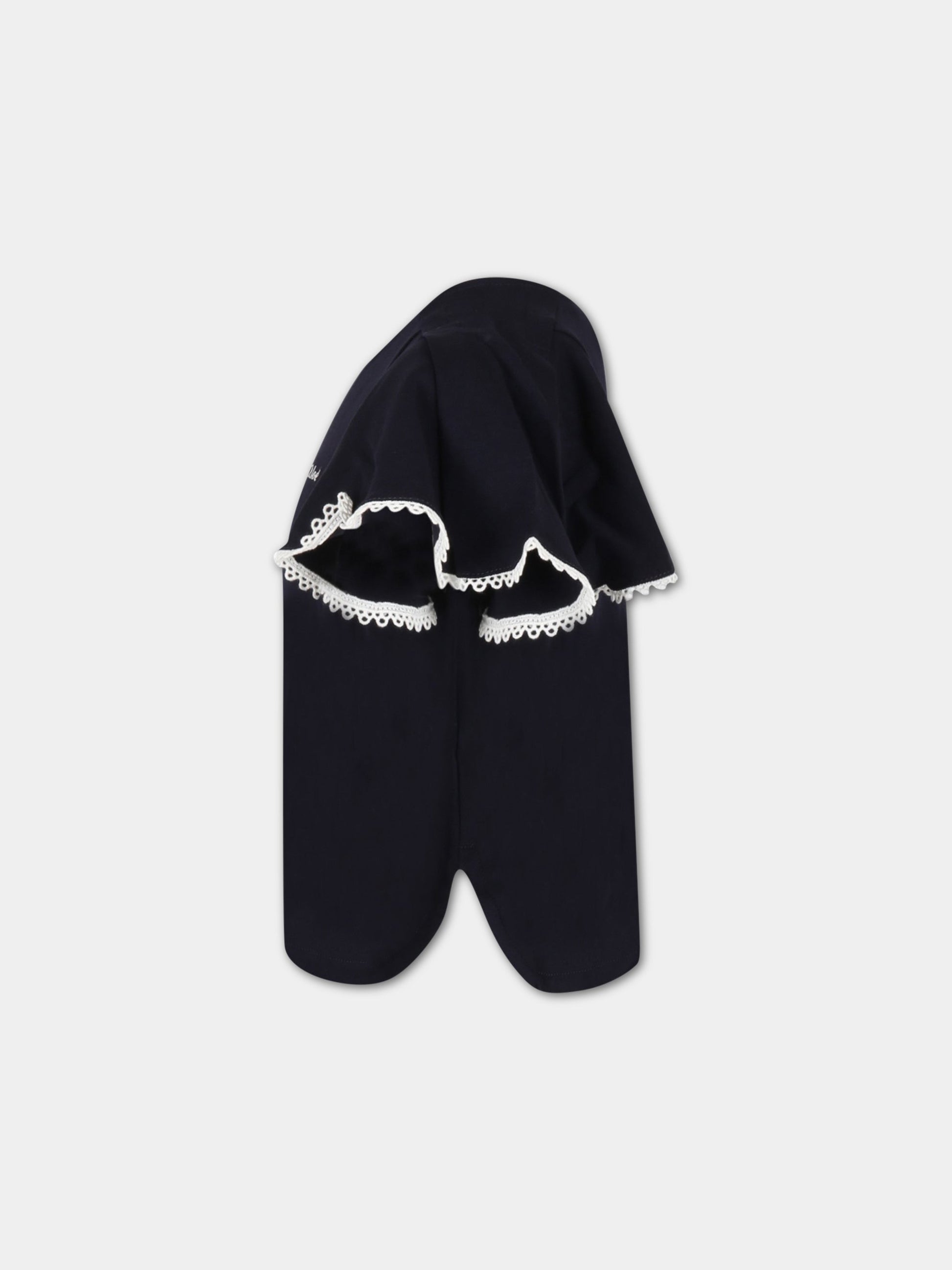 T-shirt blu per bambina con logo bianco,Chloé Kids,C15E08 859