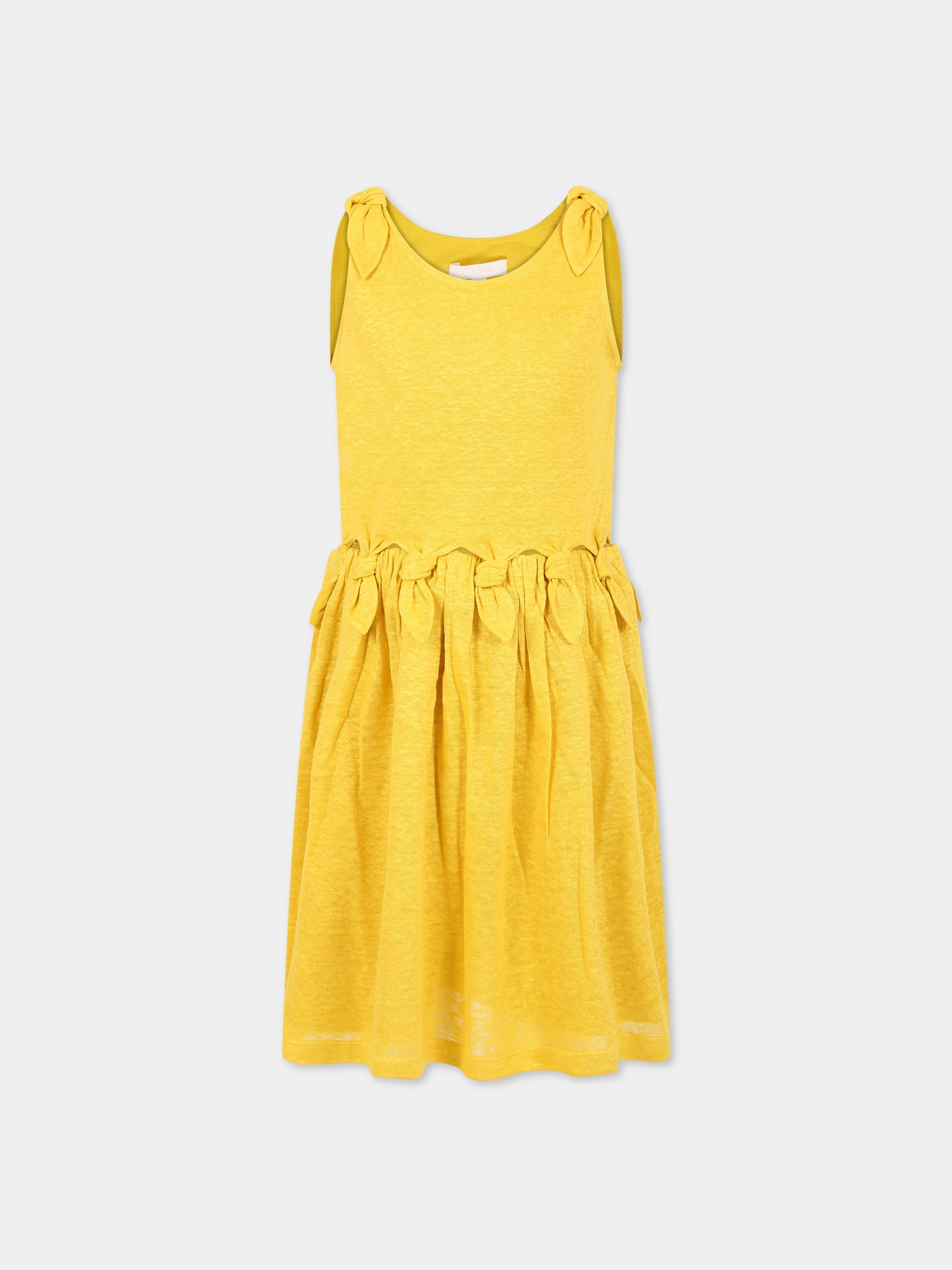 Vestito giallo per bambina con logo,Chloé Kids,C12910 588