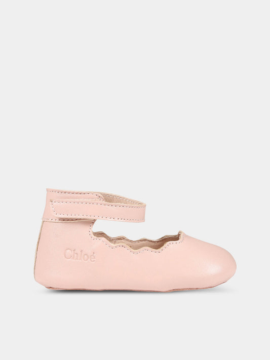 Ballerine rosa per neonata con logo,Chloé Kids,C99145 45K