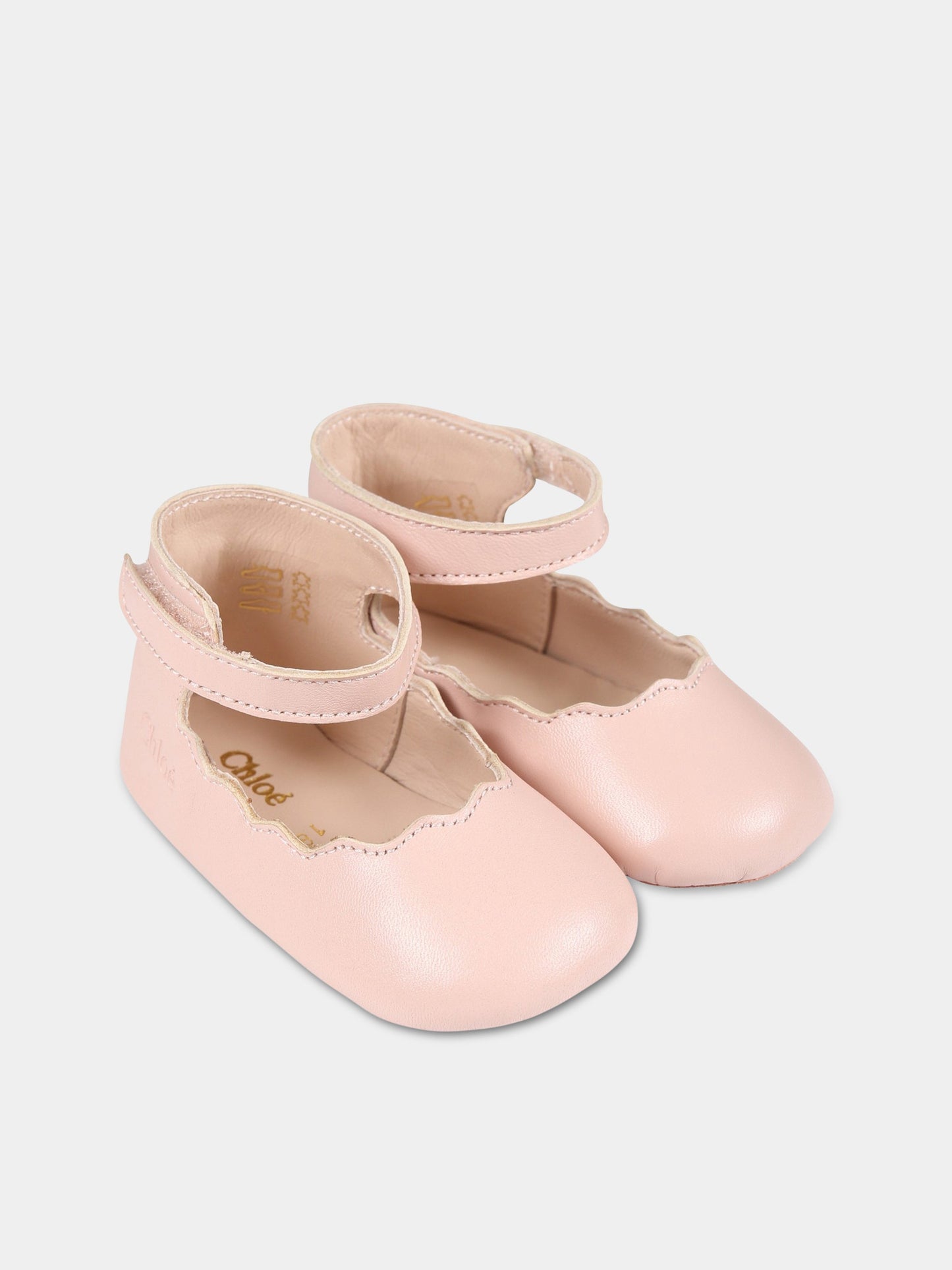 Ballerine rosa per neonata con logo,Chloé Kids,C99145 45K