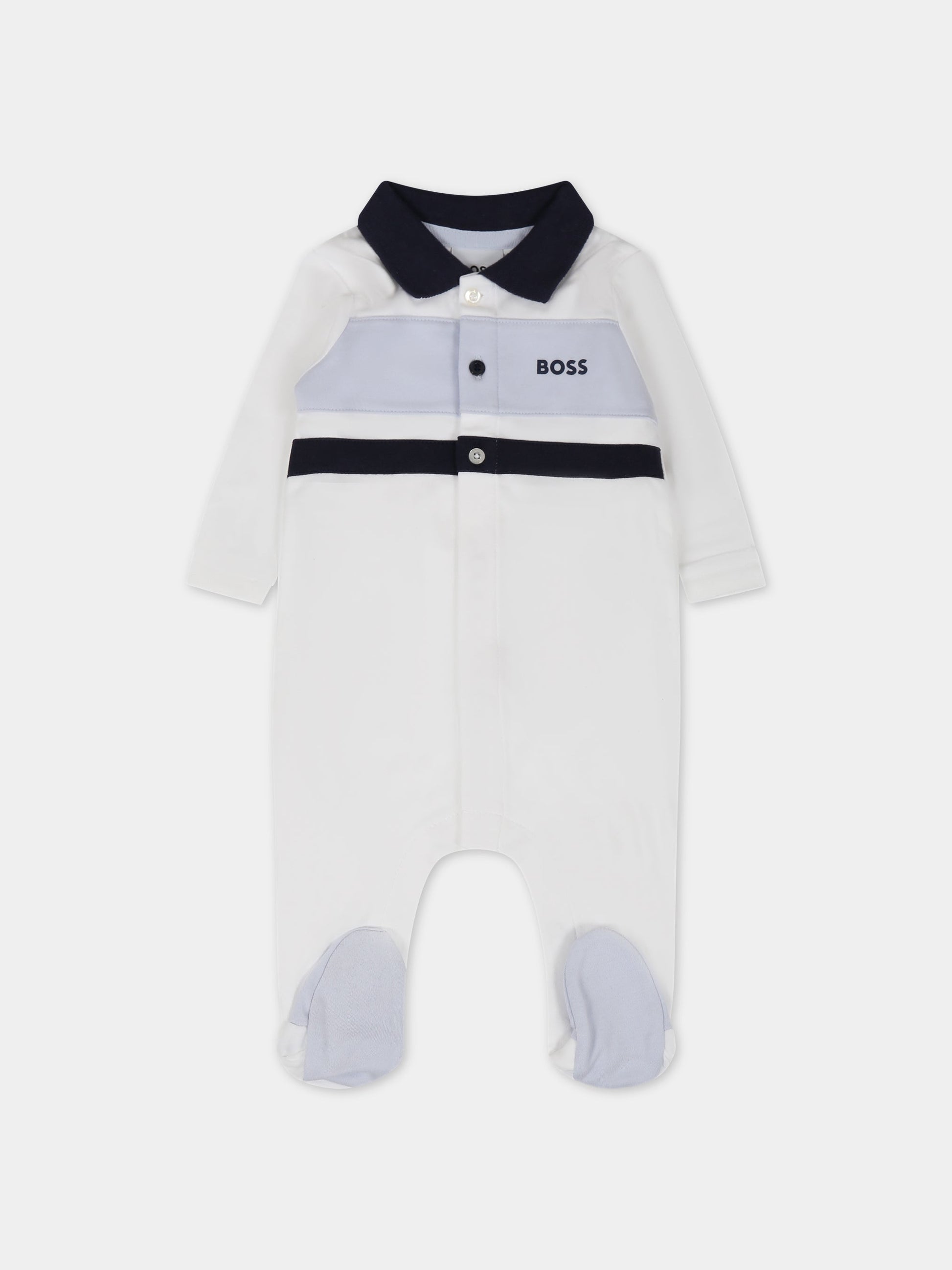 Pagliaccetto bianco per neonato con logo,Boss,J97203 10P