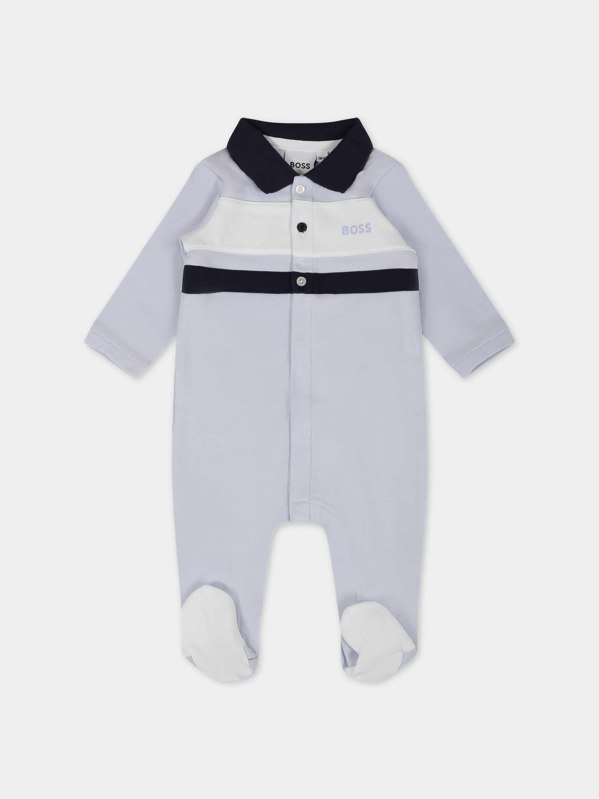 Pagliaccetto celeste per neonato con logo,Boss,J97203 771