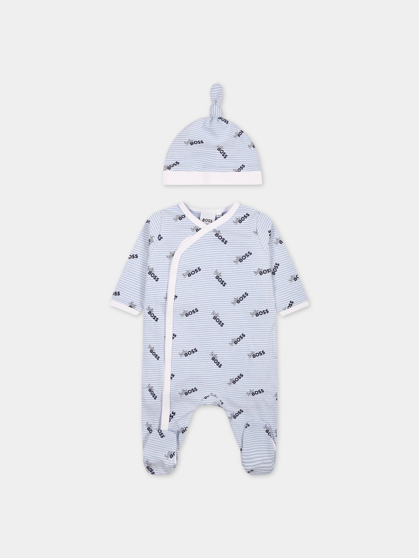 Set celeste per neonato con scritta  little Boss ,Boss,J98406 77A