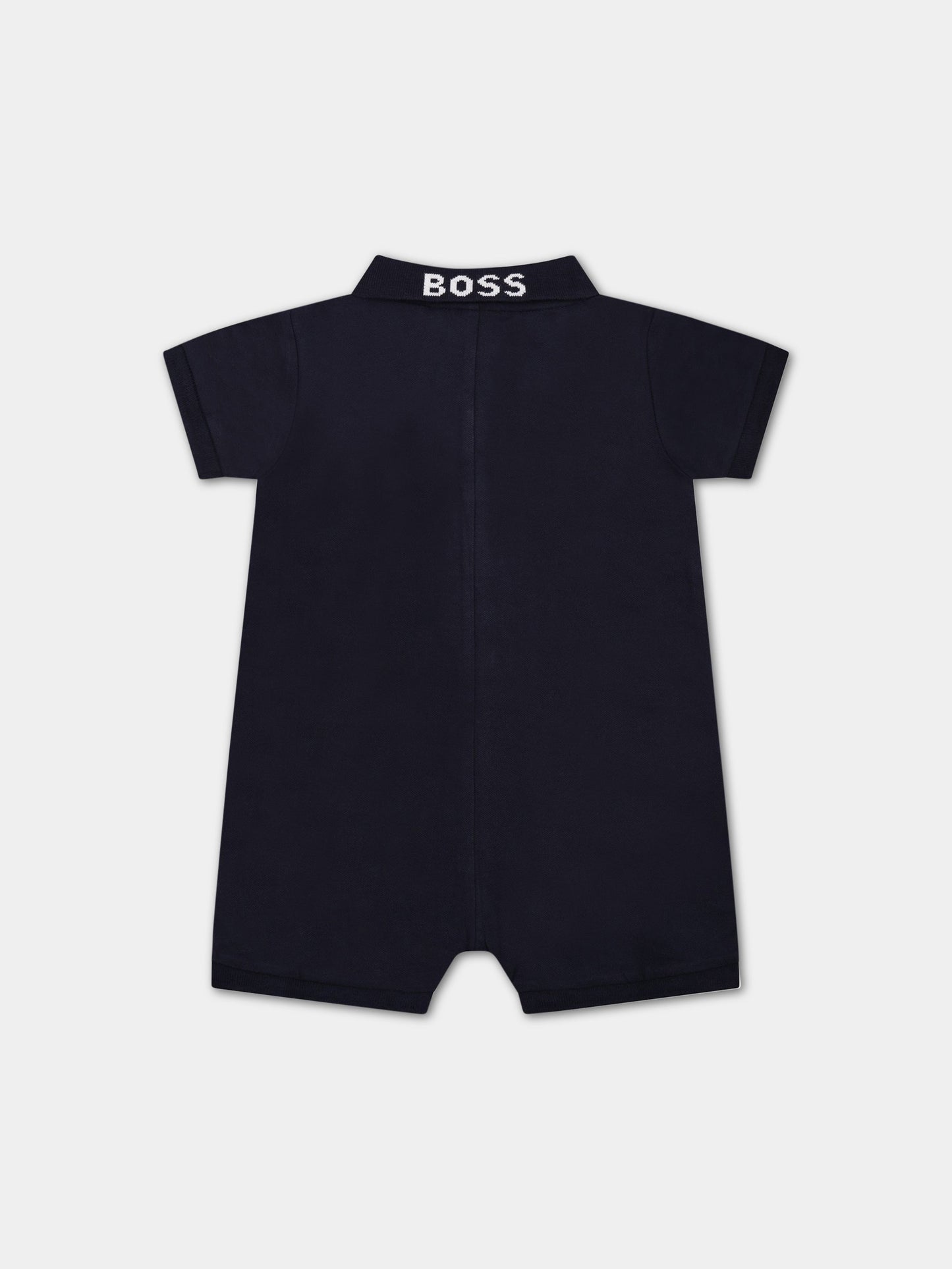 Pagliaccetto blu per neonato con logo,Boss,J94339 849