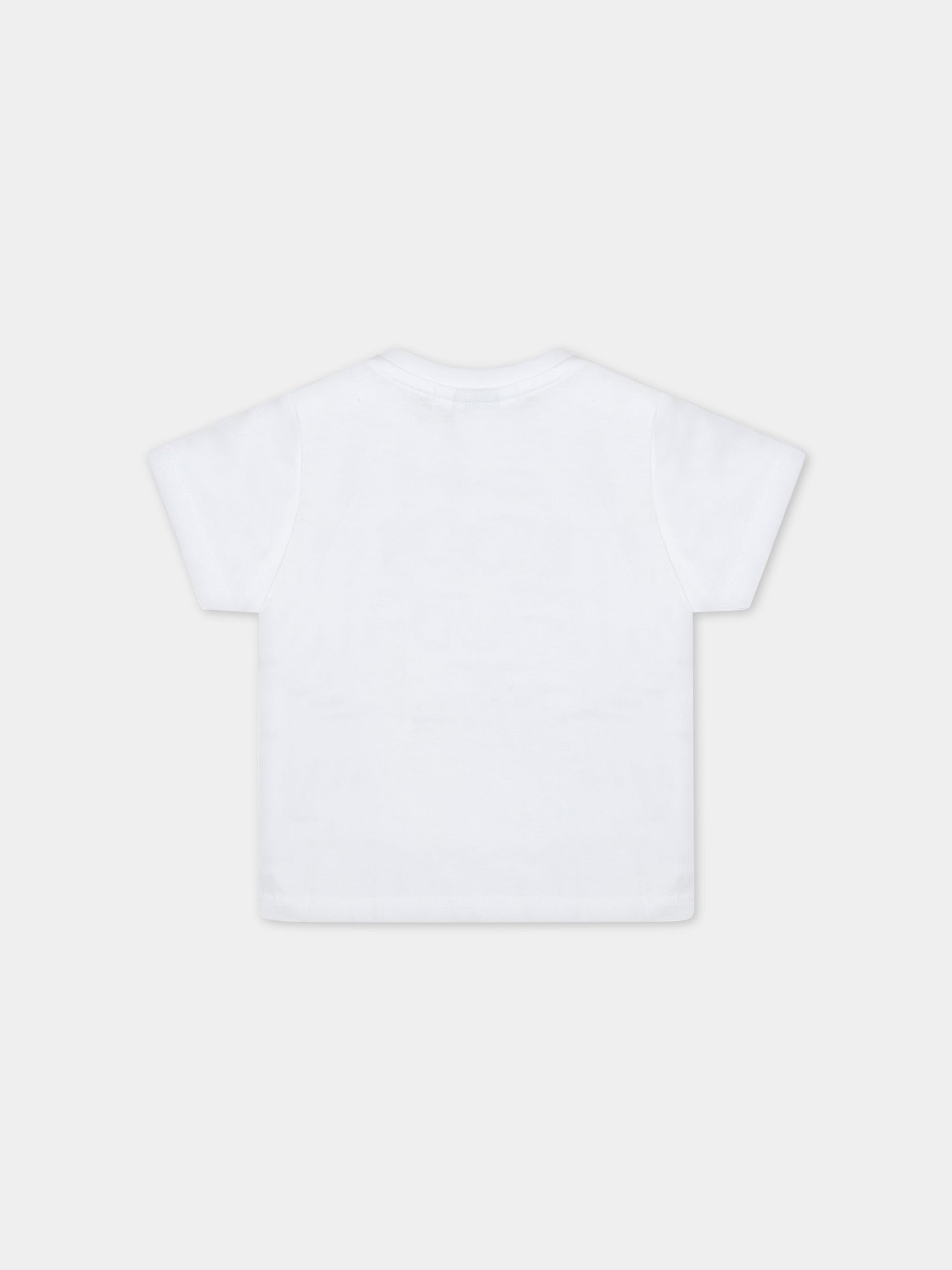 T-shirt bianca per neonato con logo blu,Boss,J05P12 10P