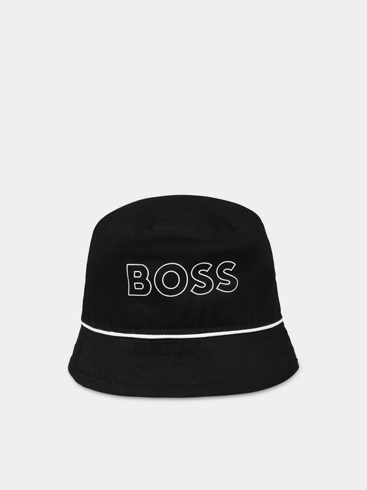 Cloche nera per neonato con logo,Boss,J01143 09B