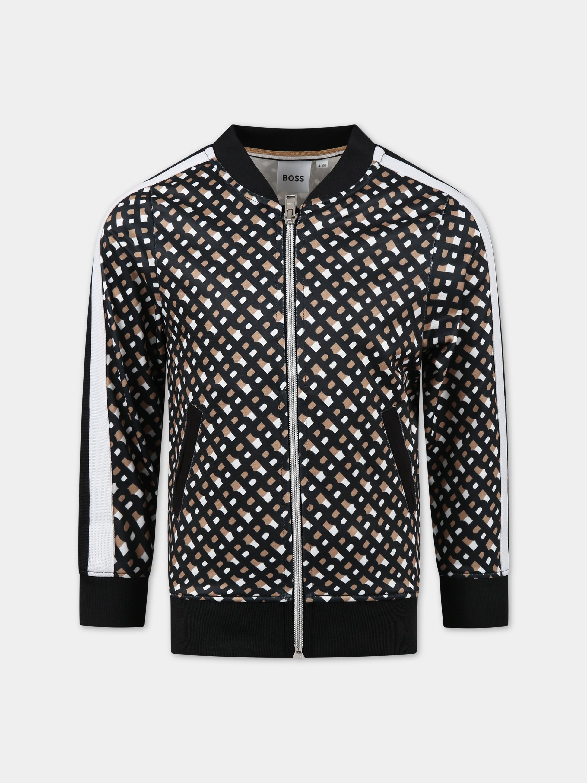 Felpa multicolor per bambino con logo all-over,Boss,J25O58 M13