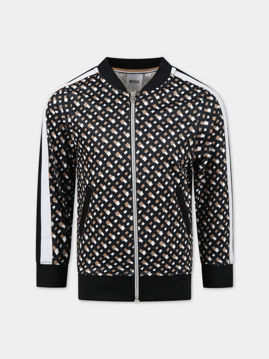 Felpa multicolor per bambino con logo all-over,Boss,J25O58 M13