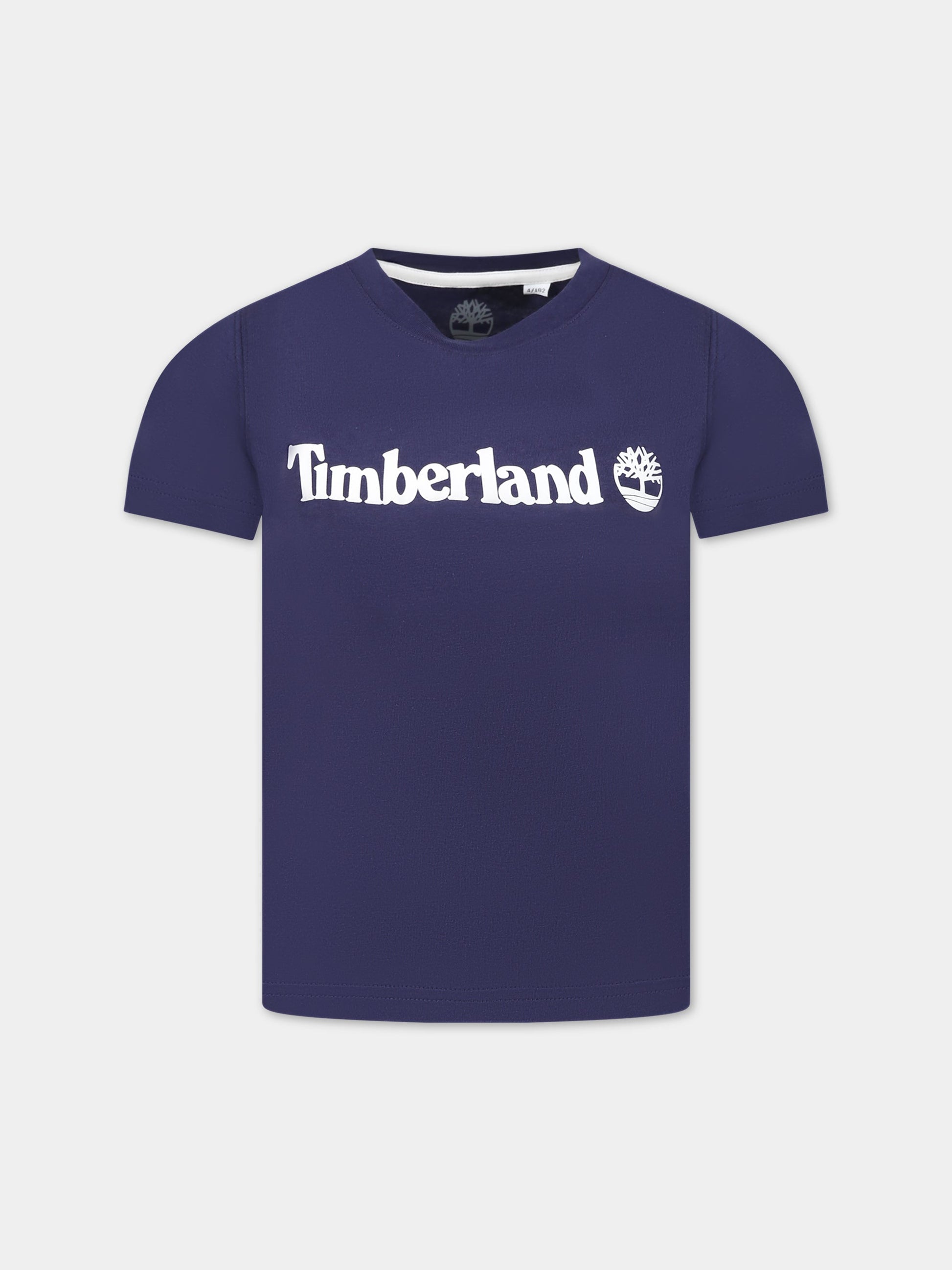 T-shirt blu per bambino con logo,Timberland,T25T77 85T