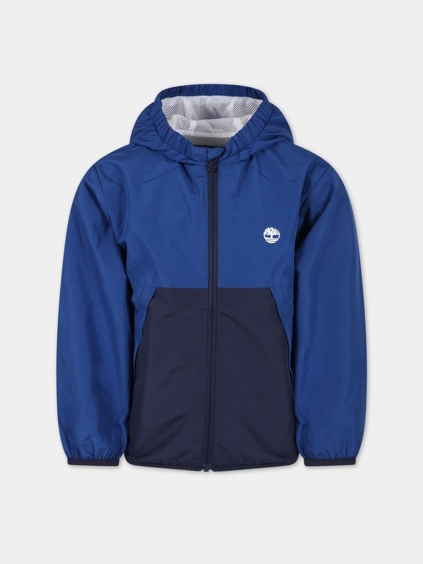 Giacca blu a vento per bambino con logo bianco,Timberland,T26581 830