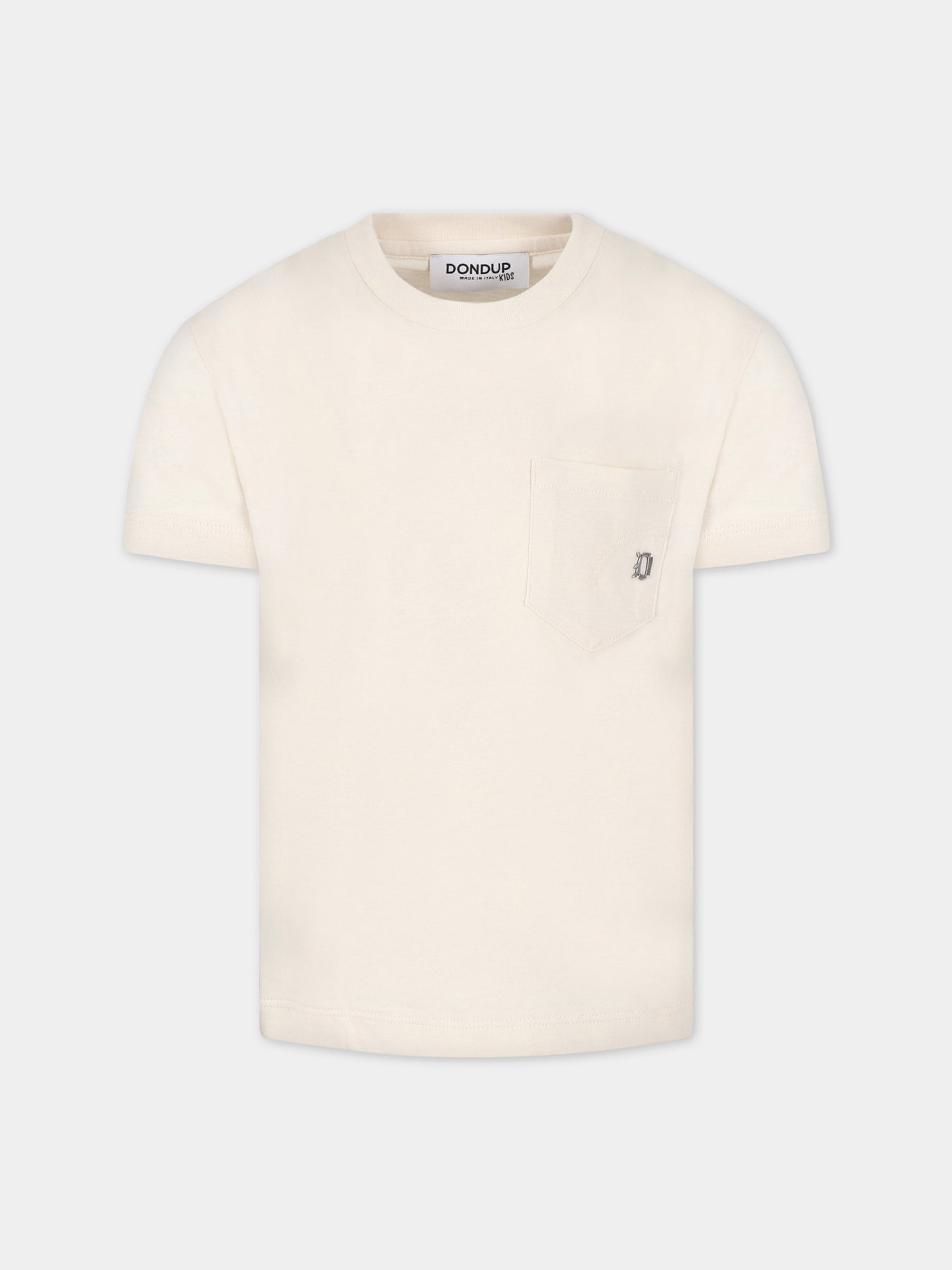 T-shirt avorio per bambino con logo,Dondup Kids,DMTS106C JF65 6007