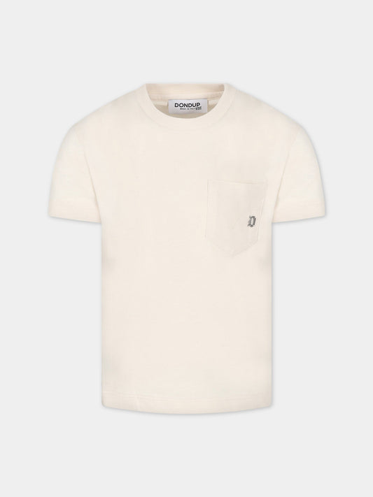 T-shirt avorio per bambino con logo,Dondup Kids,DMTS106C JF65 6007