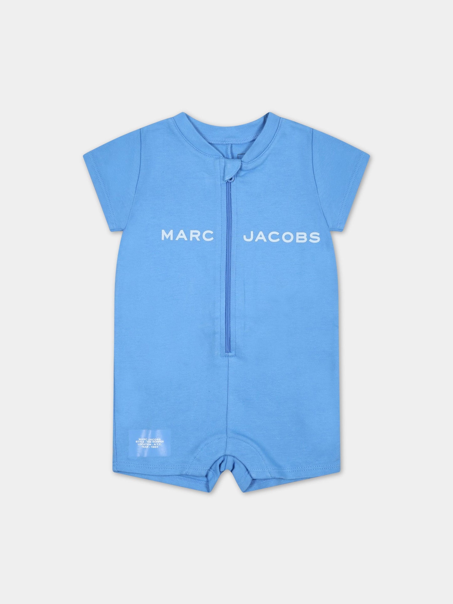 Pagliaccetto celeste per neonato con logo bianco,Little Marc Jacobs,W94078 784