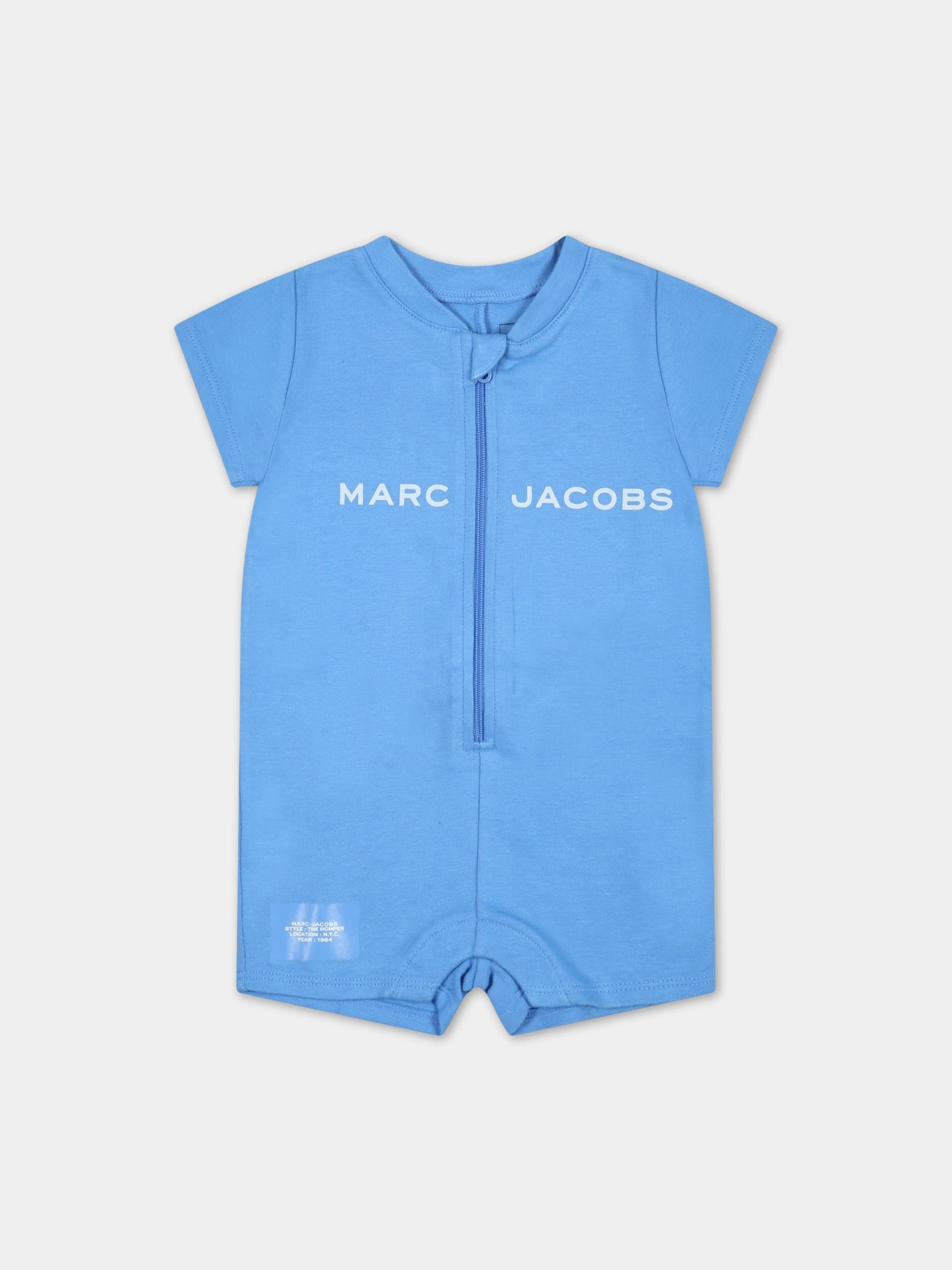 Pagliaccetto celeste per neonato con logo bianco,Little Marc Jacobs,W94078 784