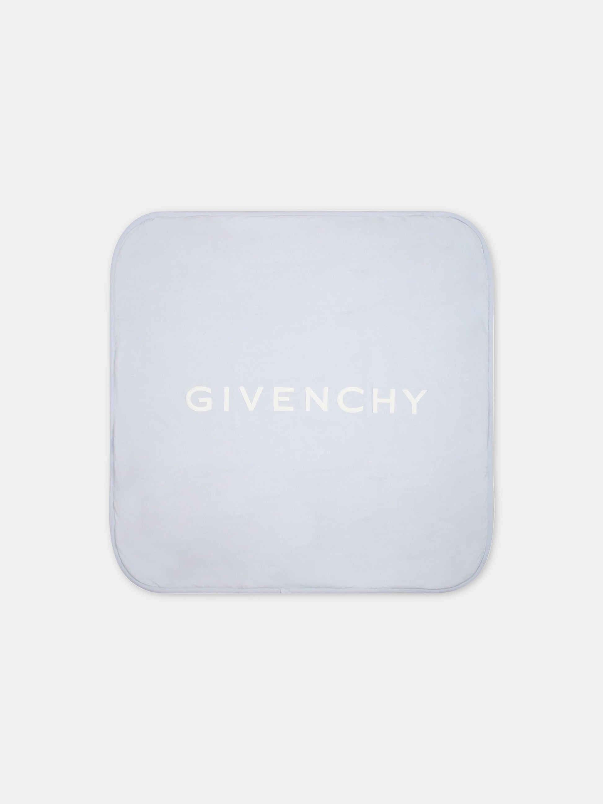 Coperta celeste per neonato con logo bianco,Givenchy Kids,H90163 771