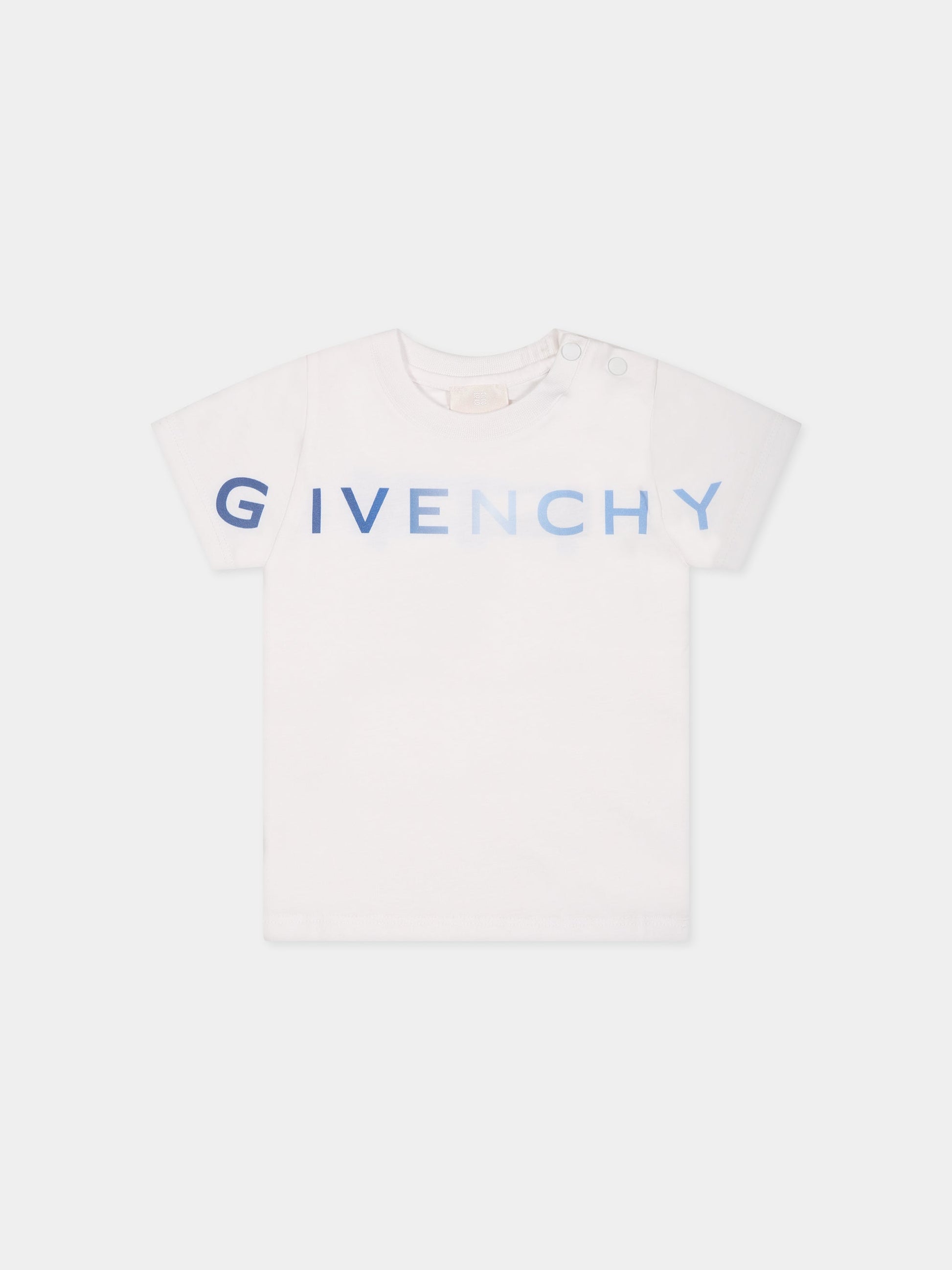 T-shirt bianca per neonato con logo e motivo 4G,Givenchy Kids,H05249 10P