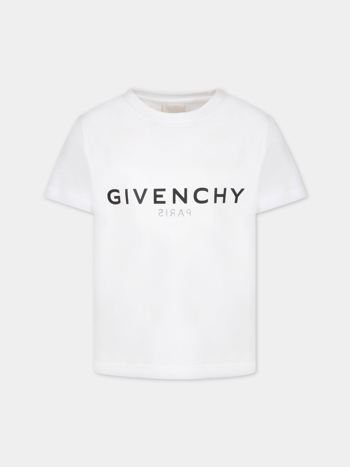 T-shirt bianca per bambino con logo nero,Givenchy Kids,H25404 10P