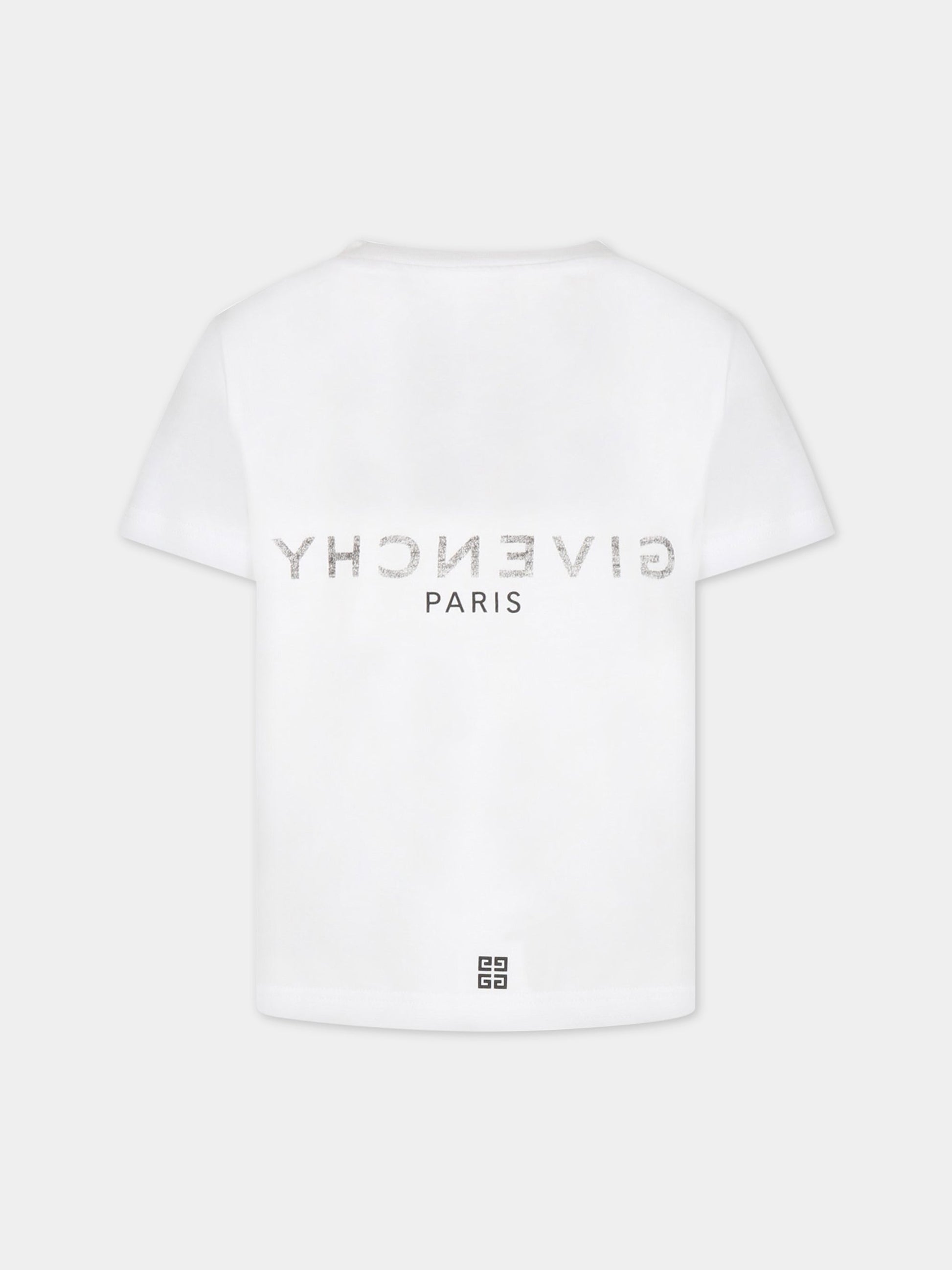 T-shirt bianca per bambino con logo nero,Givenchy Kids,H25404 10P