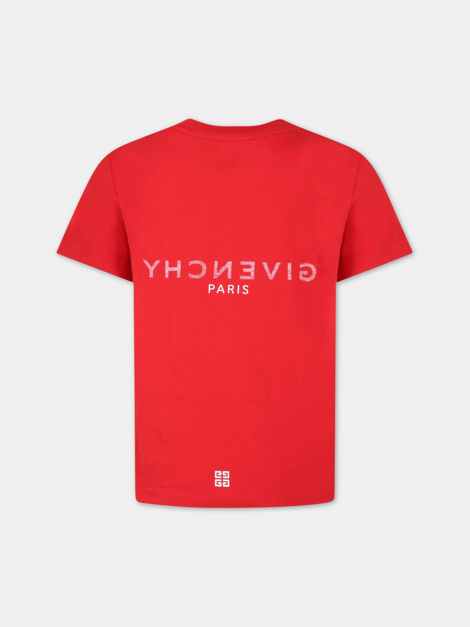 T-shirt rossa per bambino con logo bianco,Givenchy Kids,H25404 991