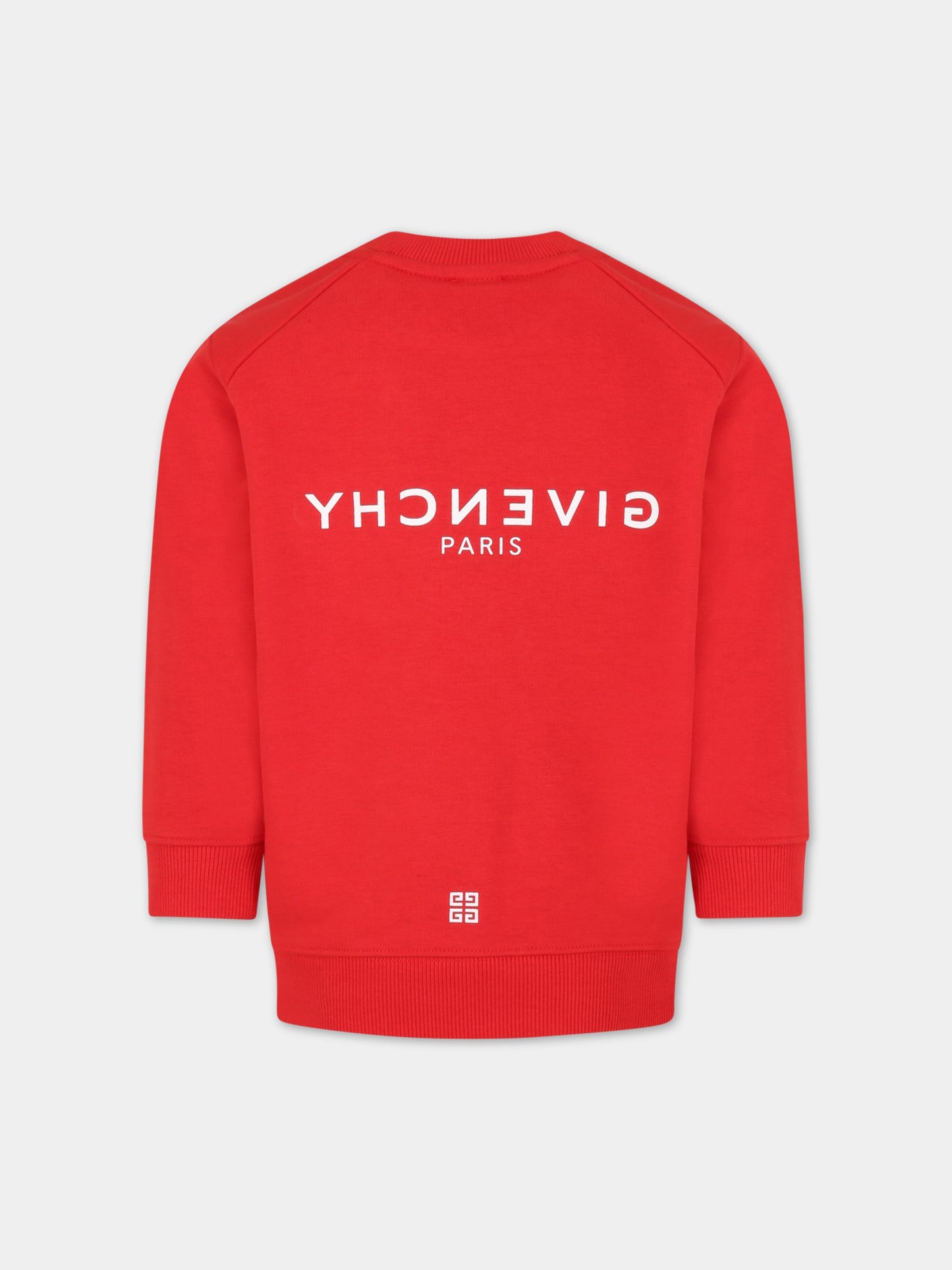 Felpa rossa per bambino con logo bianco,Givenchy Kids,H25424 991