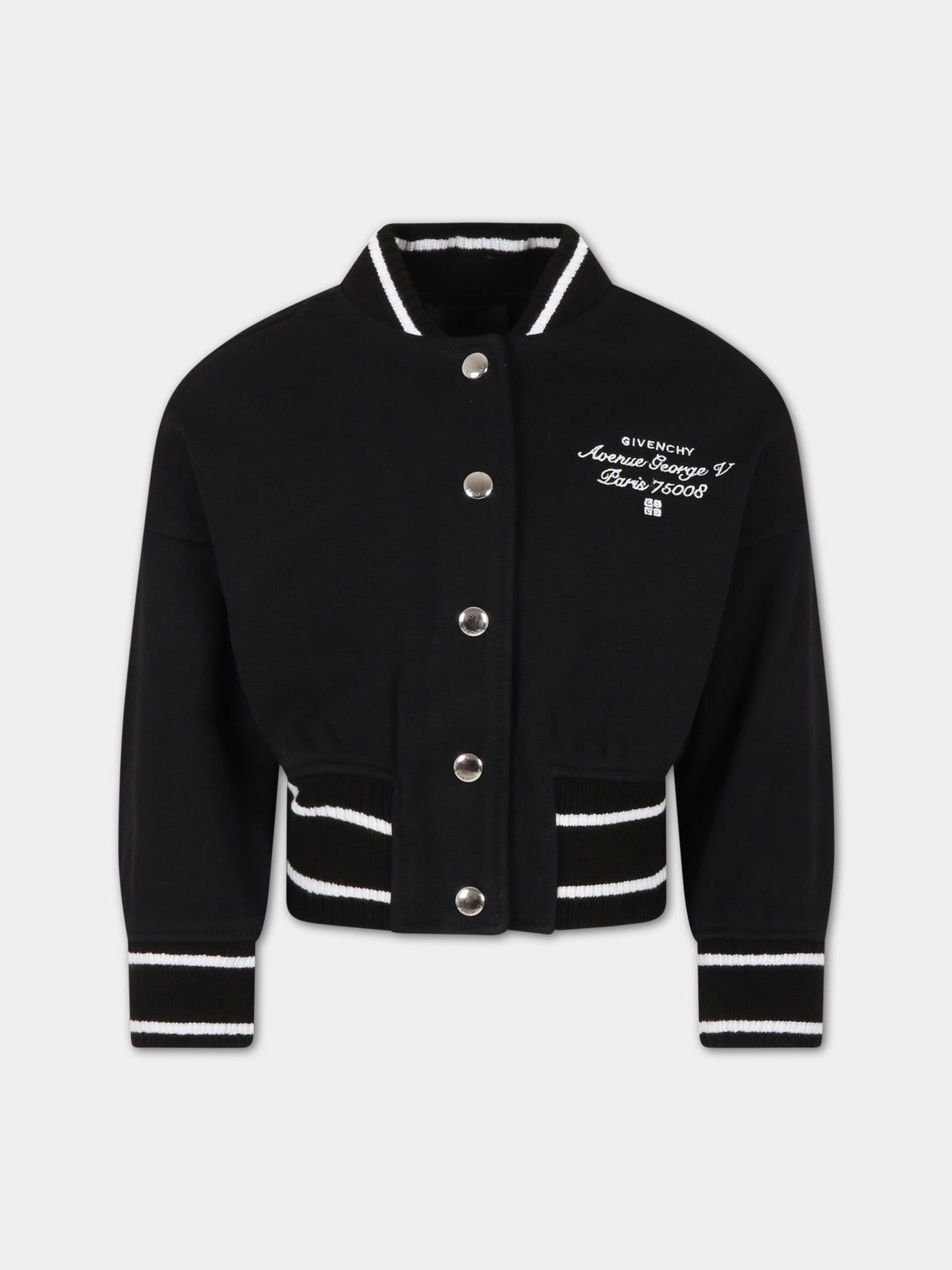 Bomber nero per bambina con logo,Givenchy Kids,H15313 09B