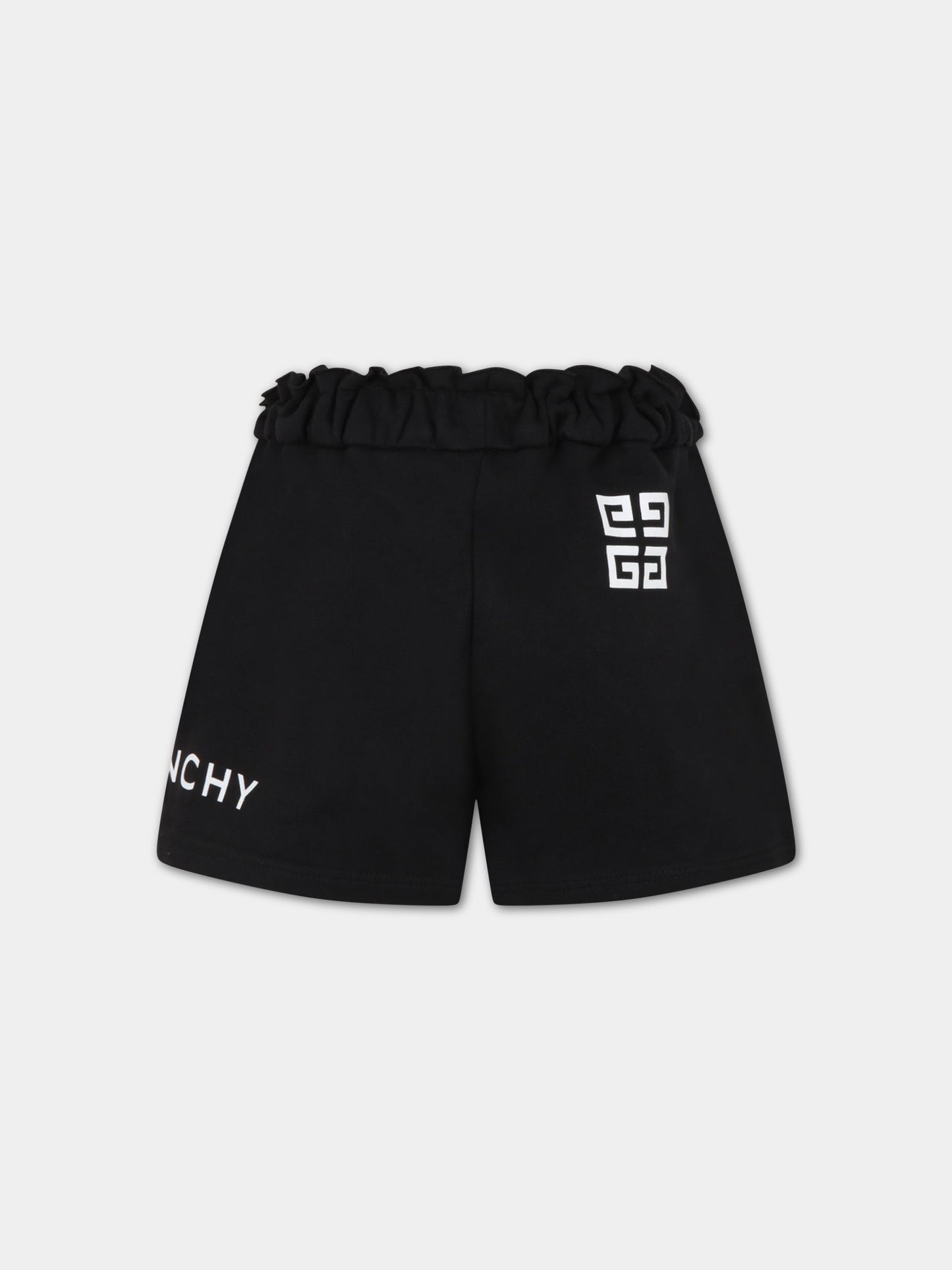 Shorts neri per bambina con logo bianco,Givenchy Kids,H14190 09B