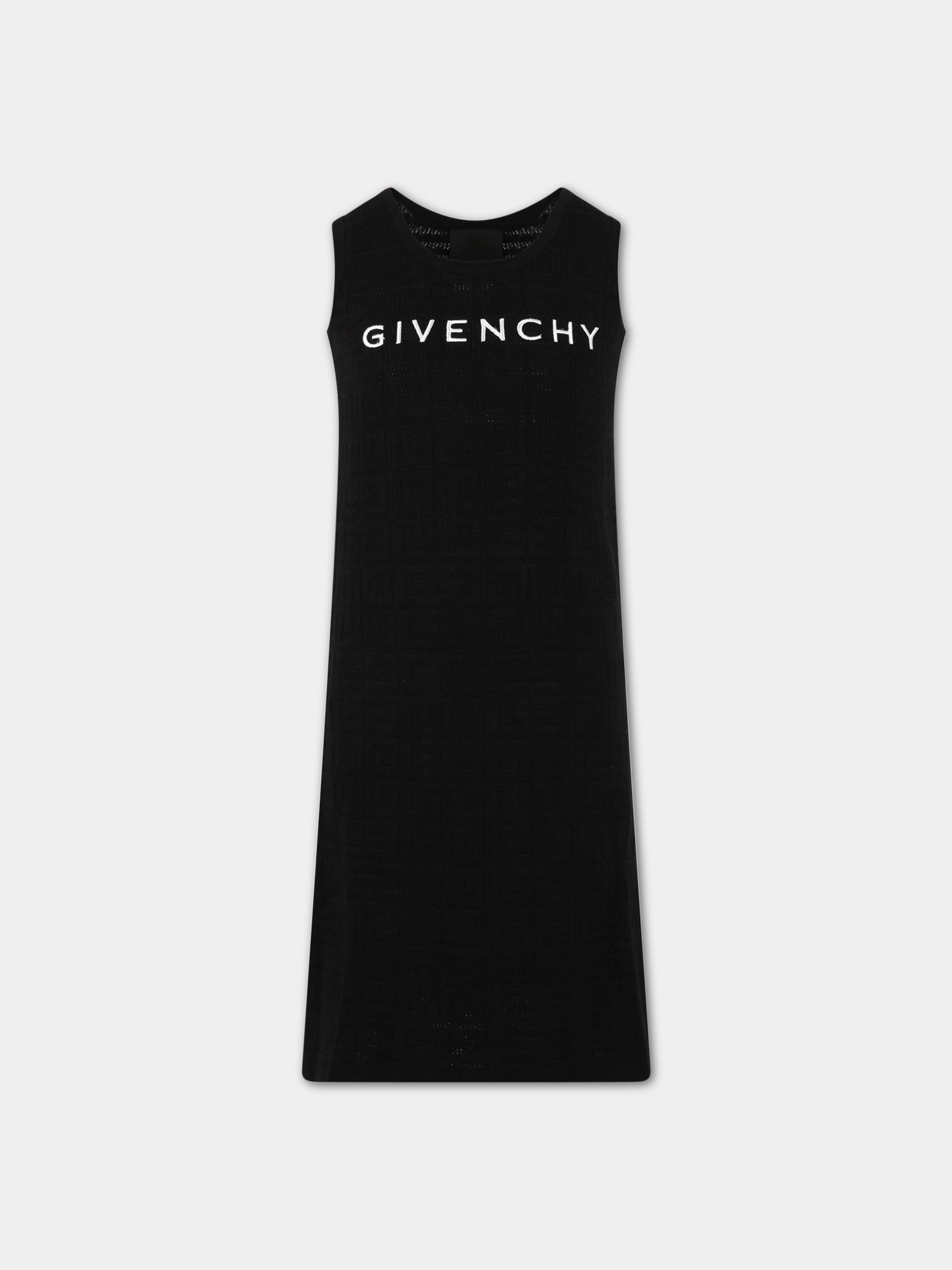 Vestito nero per bambina con monogramma e logo,Givenchy Kids,H12283 09B
