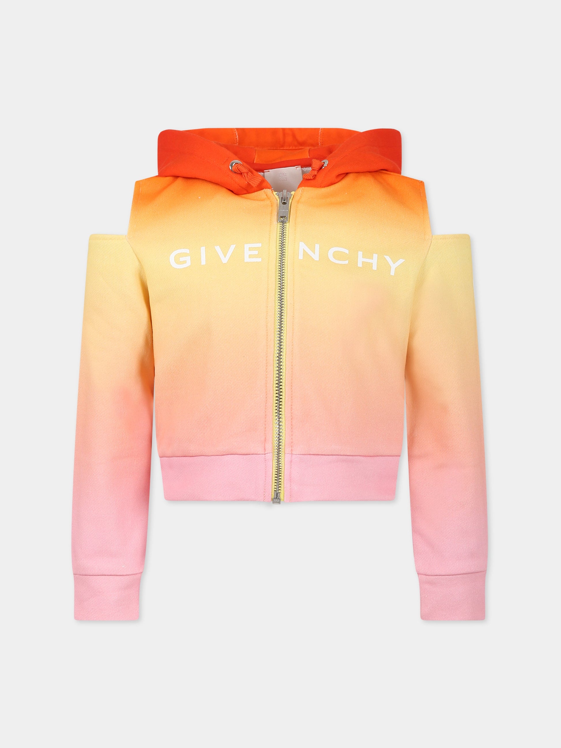 Felpa multicolor per bambina con logo e motivo 4G,Givenchy Kids,H15316 Z40