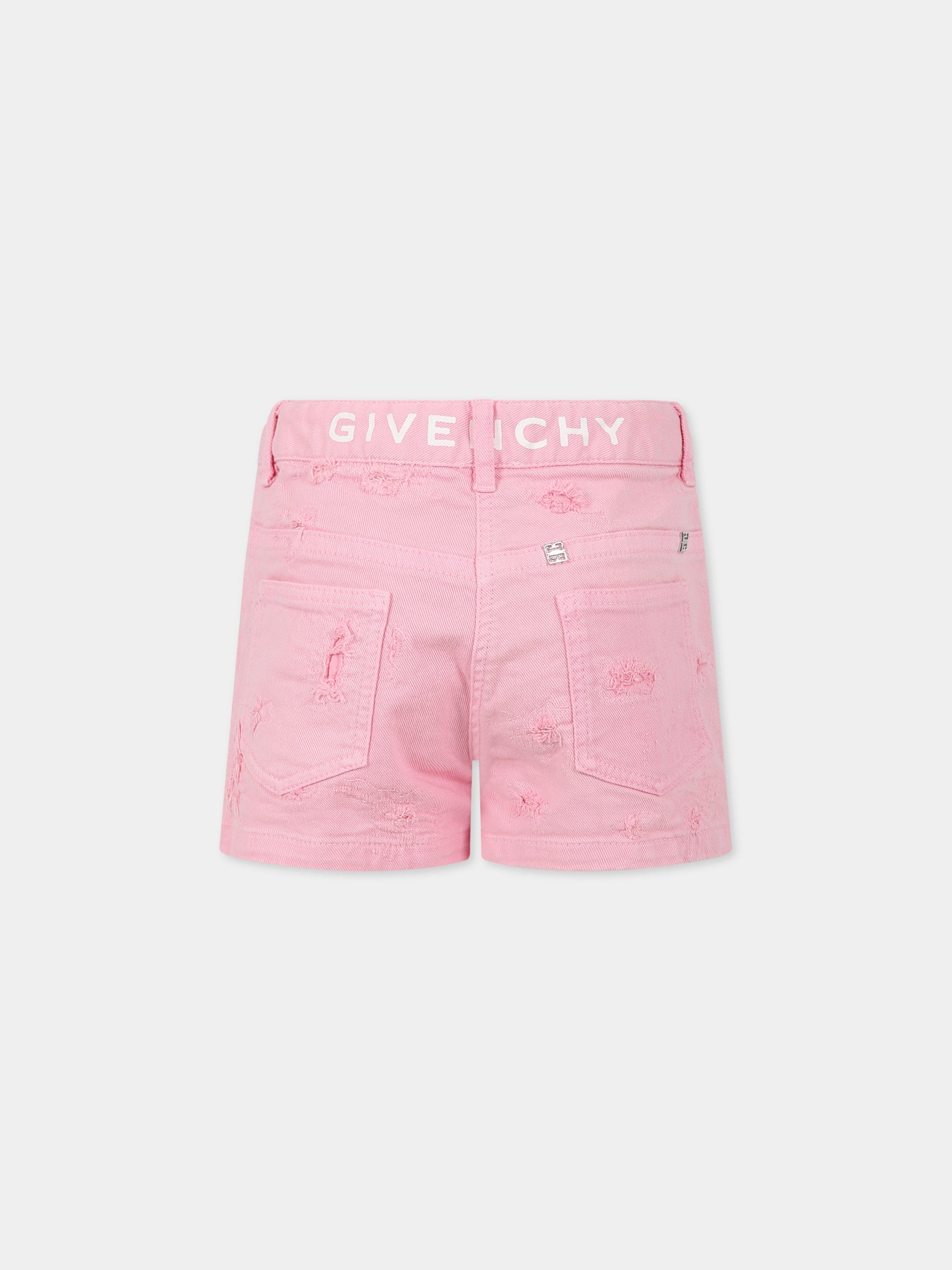 Shorts rosa per bambina con logo,Givenchy Kids,H14204 465