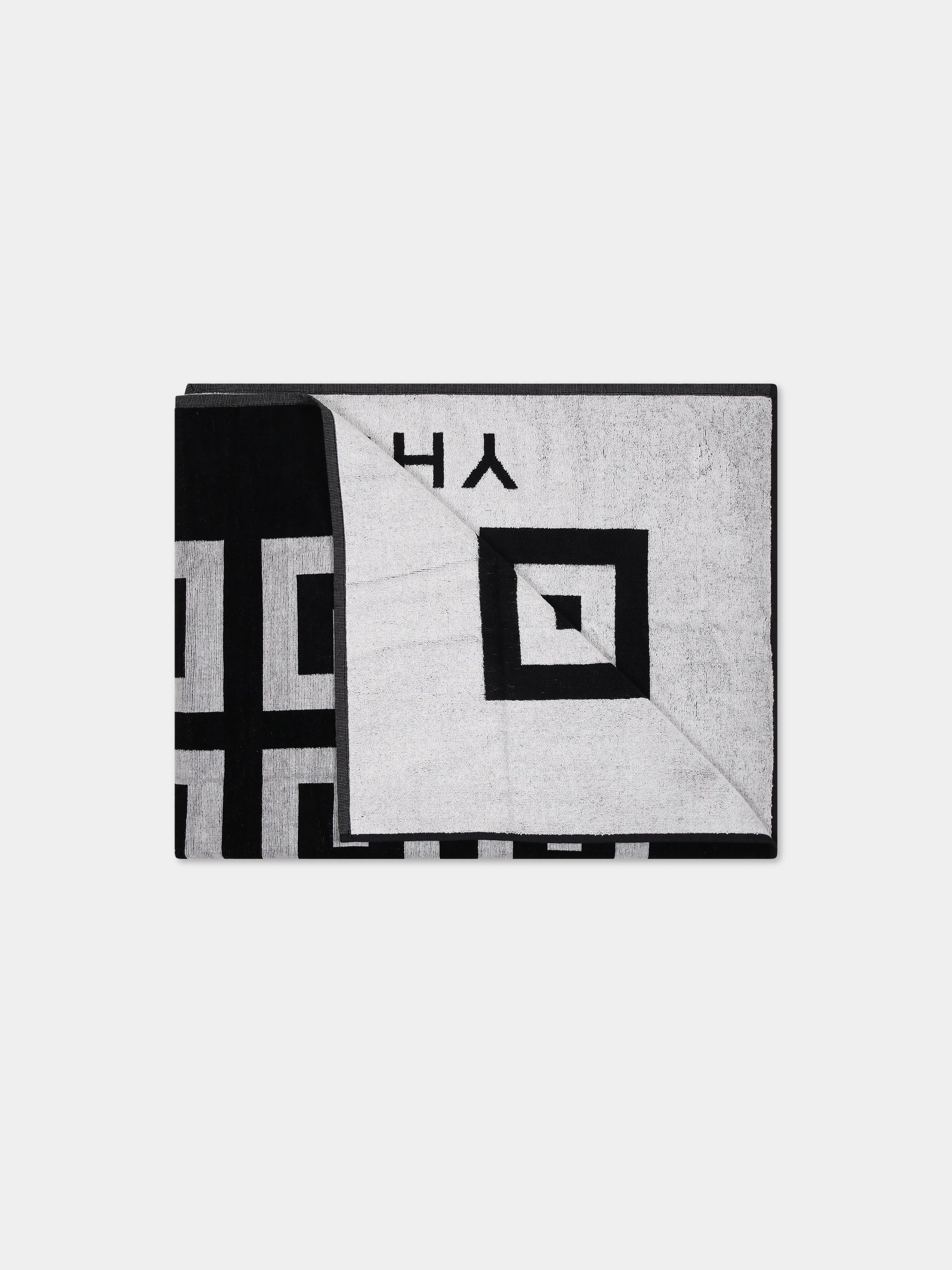 Telo mare nero per bambini con logo e motivo 4G,Givenchy Kids,H20072 M41