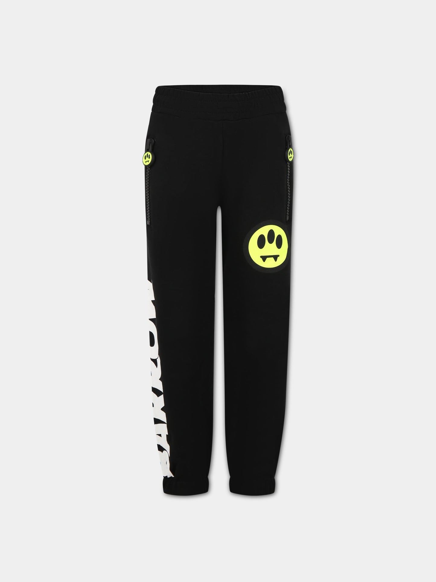 Pantaloni nero per bambini con logo e iconico smile,Barrow,033035 110