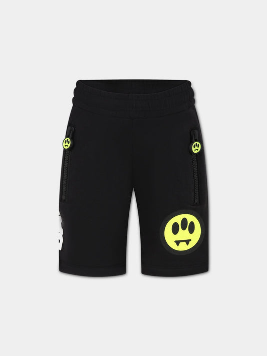 Shorts nero per bambini con logo e iconico smile,Barrow,033036 110