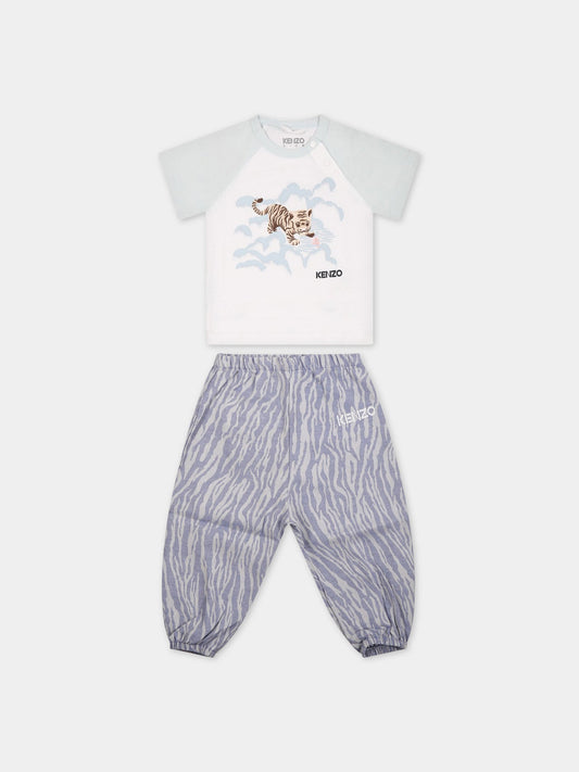 Completo multicolor per neonato con tigre e logo,Kenzo Kids,K98094 78P