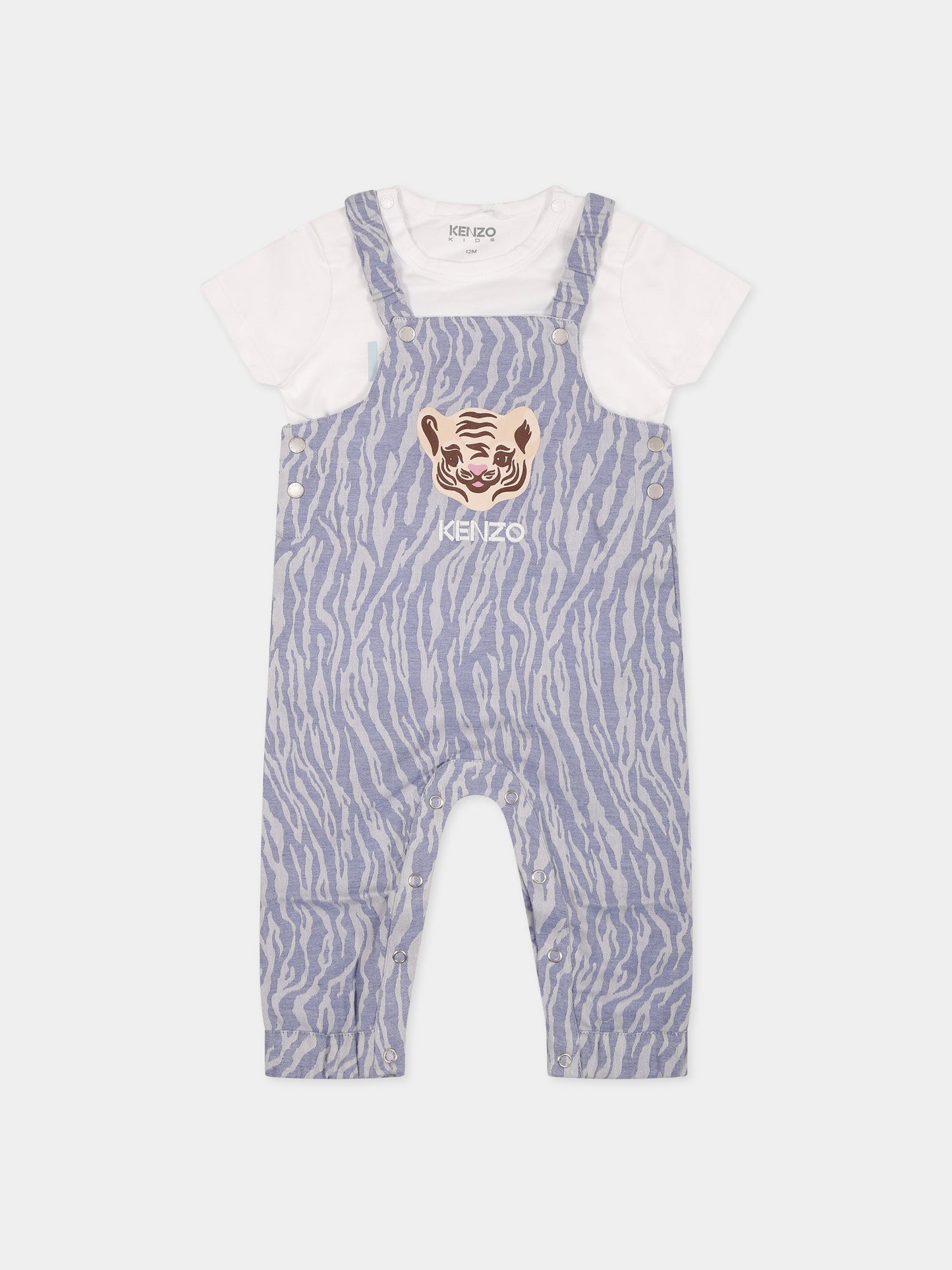 Completo multicolor per neonato con tigre e logo,Kenzo Kids,K98099 78P