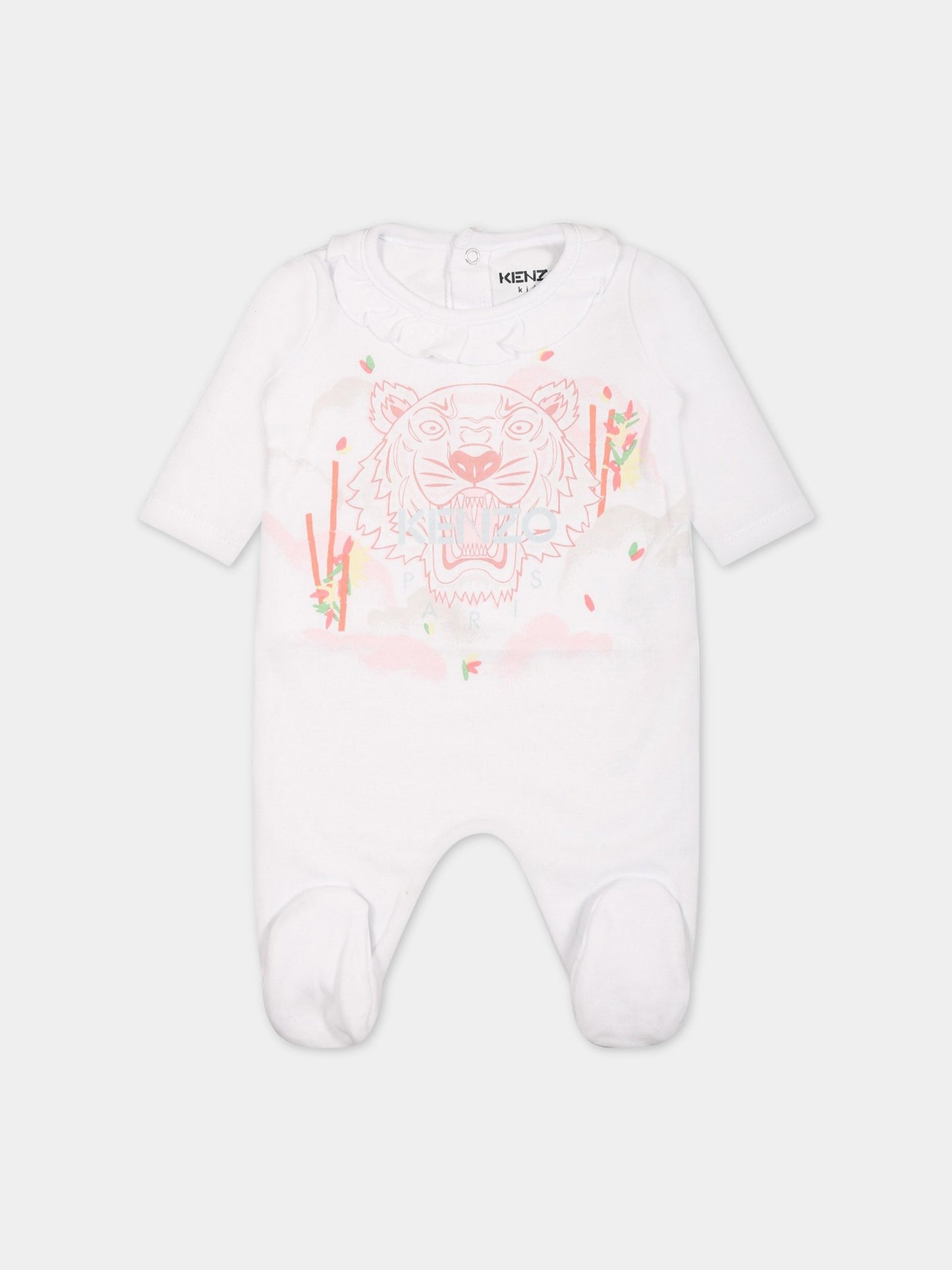 Tutina bianca per neonata con iconica tigre,Kenzo Kids,K97049 10P