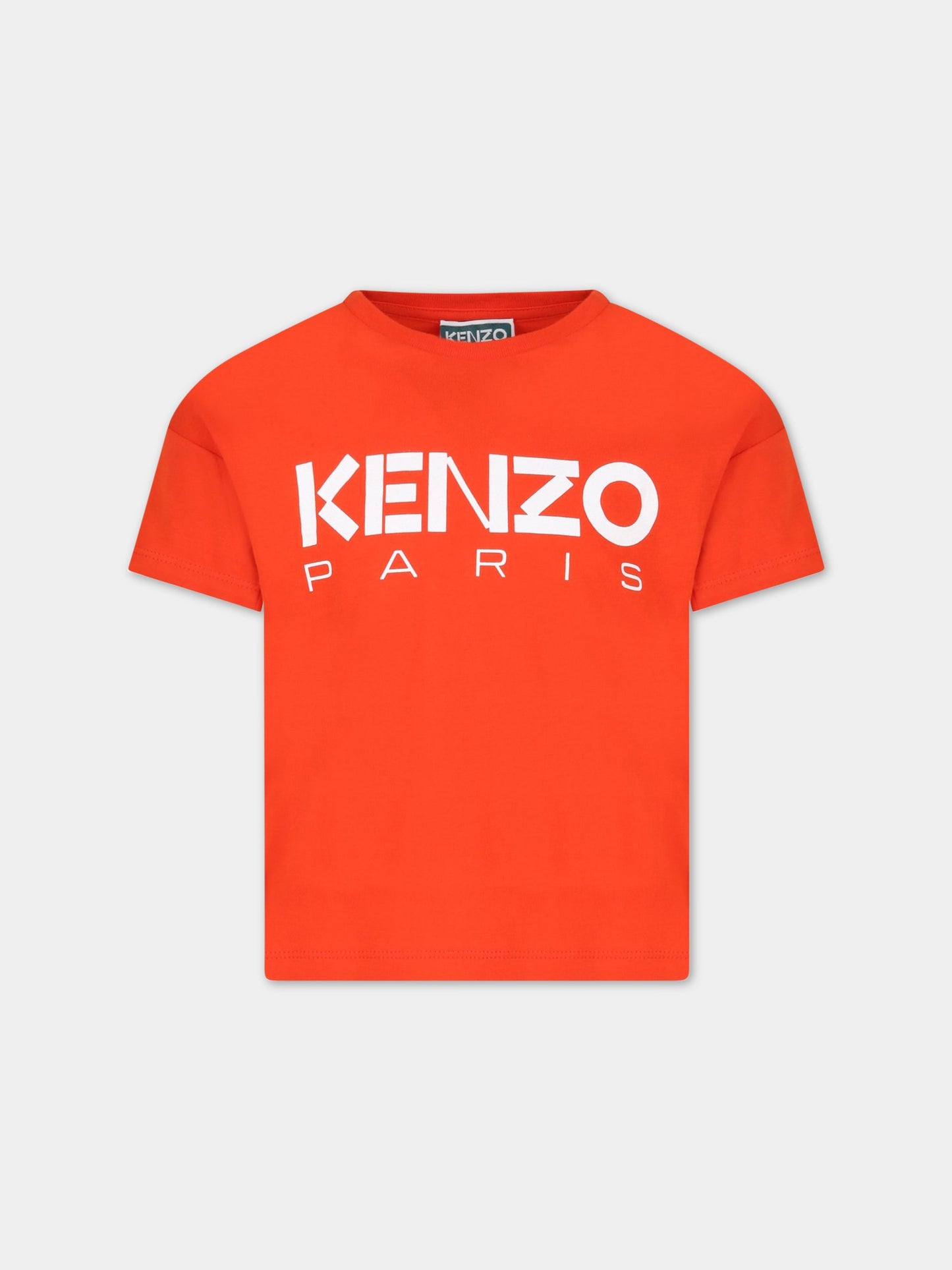 T-shirt arancione per neonata con logo,Kenzo Kids,K15629 987