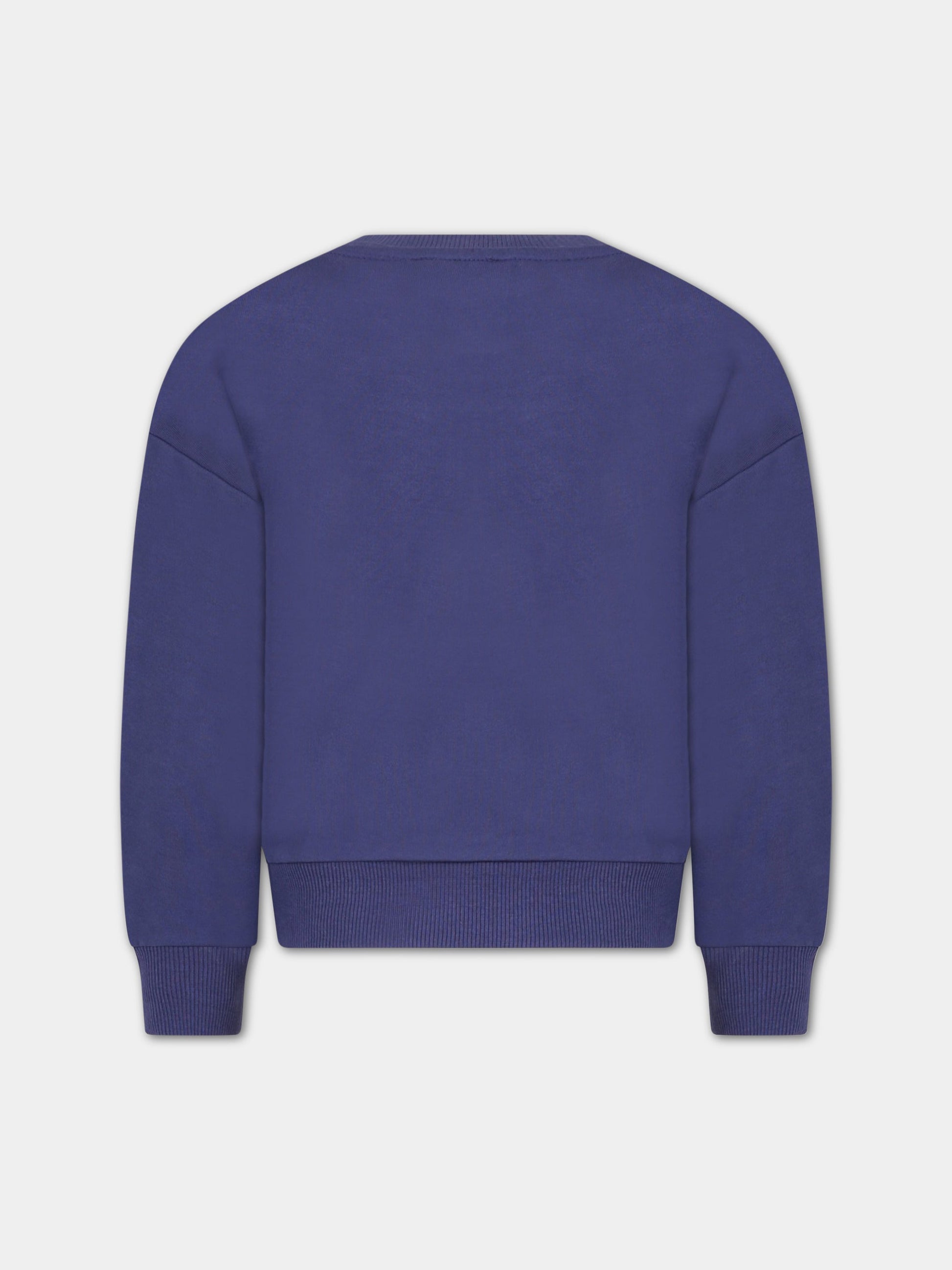 Felpa blu per bambina con logo,Kenzo Kids,K15640 80K