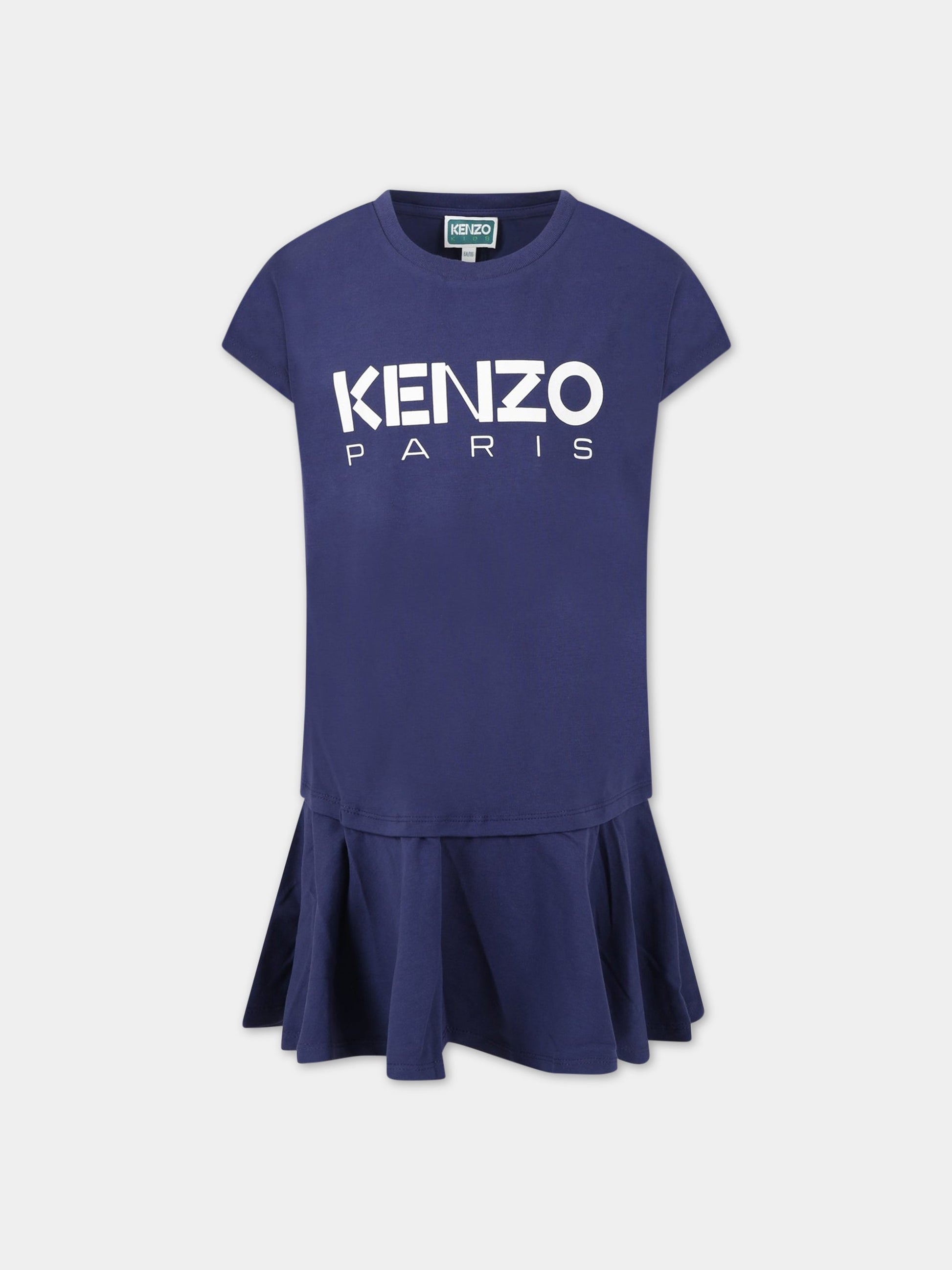 Vestito blu per bambina con logo,Kenzo Kids,K12306 80K
