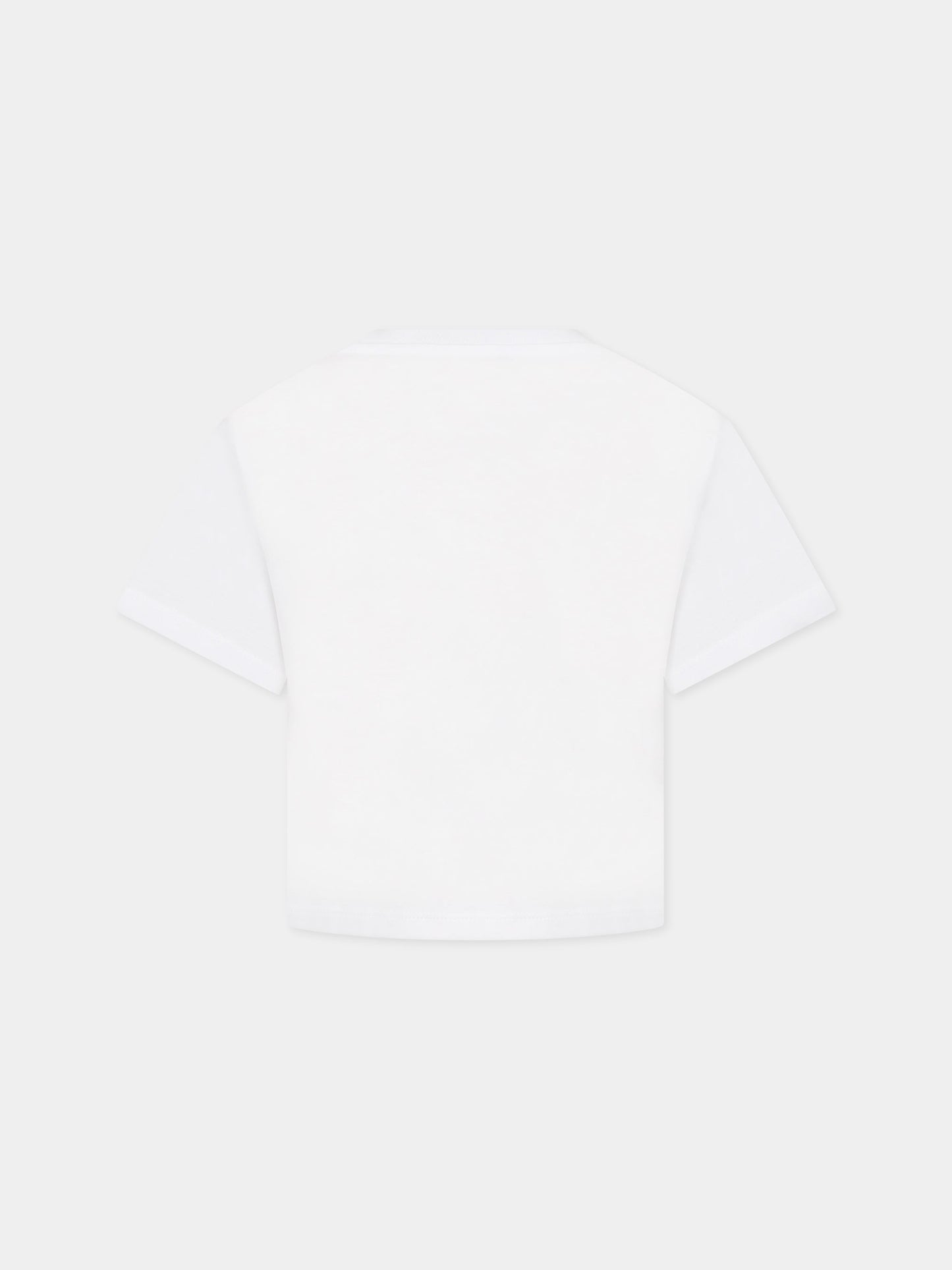 T-shirt bianca per bambina con Kotora e logo,Kenzo Kids,K15656 10P