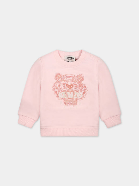 Felpa rosa per neonata con iconica tigre,Kenzo Kids,K05453 44D