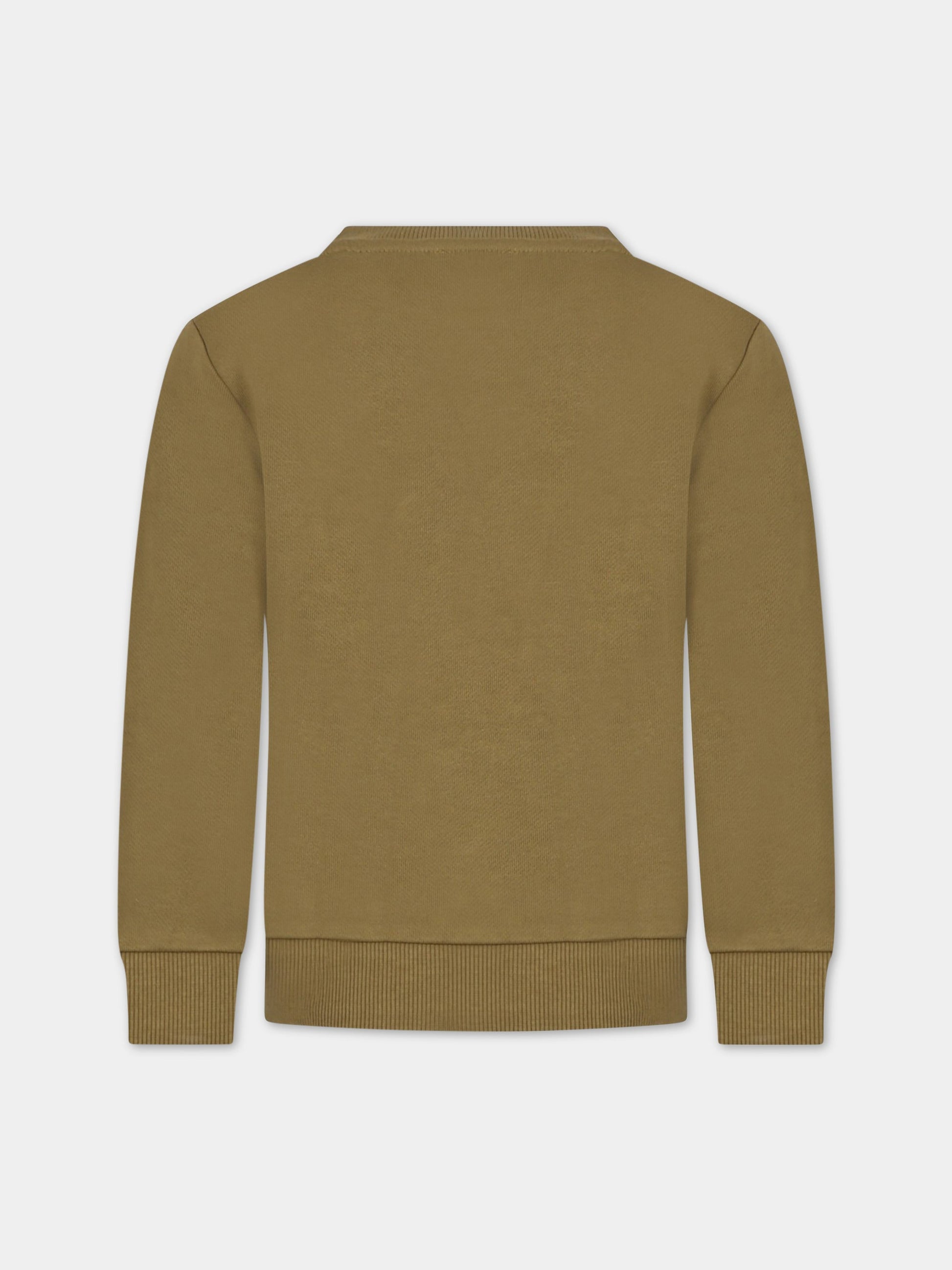 Felpa verde per bambino con iconica tigre e logo,Kenzo Kids,K25795 626