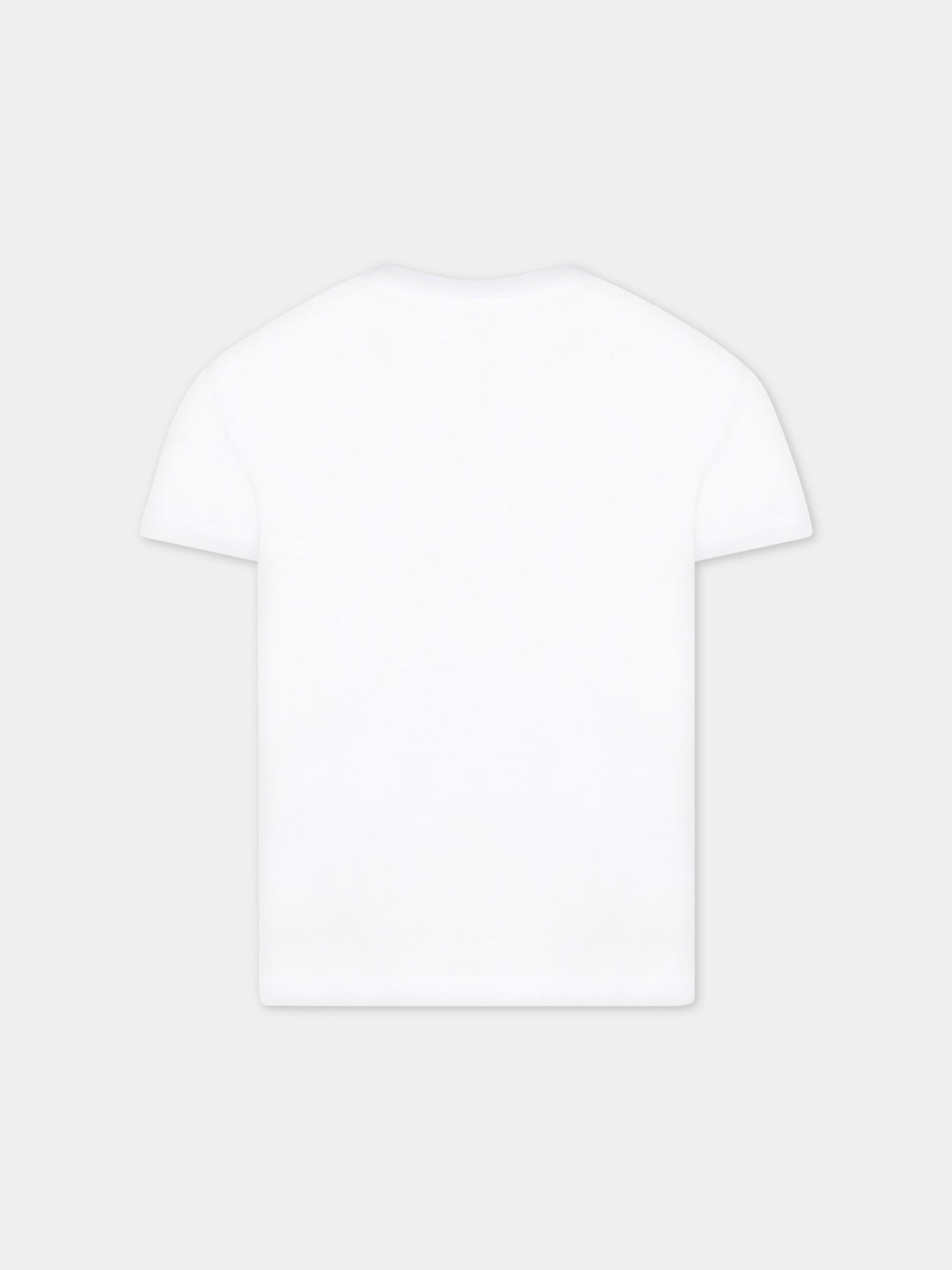 T-shirt bianca per bambino con patch logo,Kenzo Kids,K25776 10P