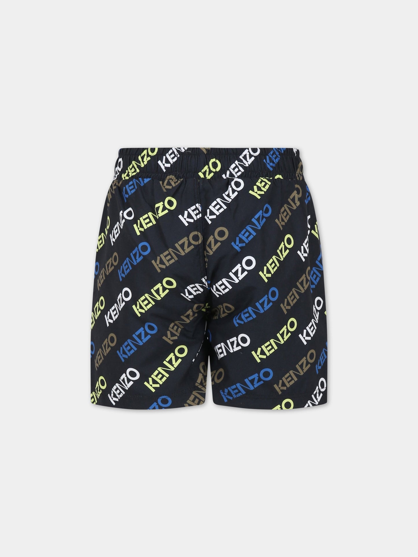 Boxer-mare neri per bambino con logo multicolor,Kenzo Kids,K24311 09P