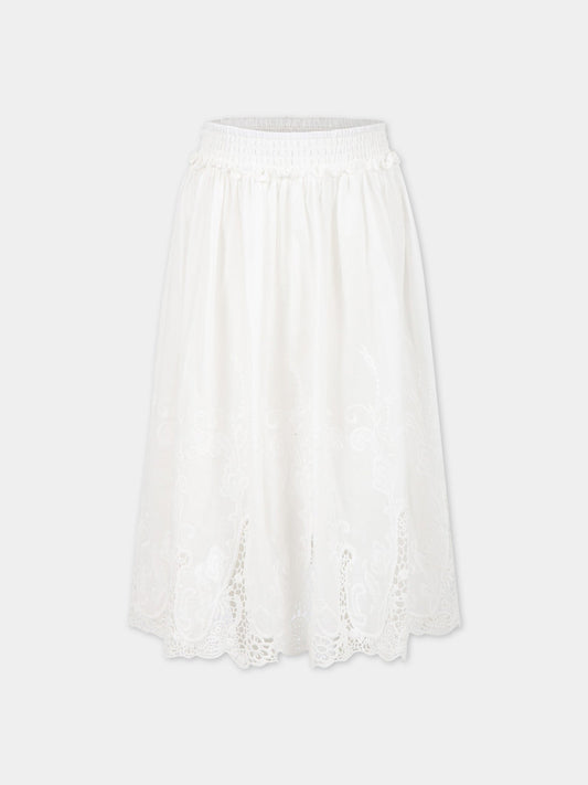 Gonna bianca per bambina con logo,Ermanno Scervino Junior,SFGO040C RI350 0002